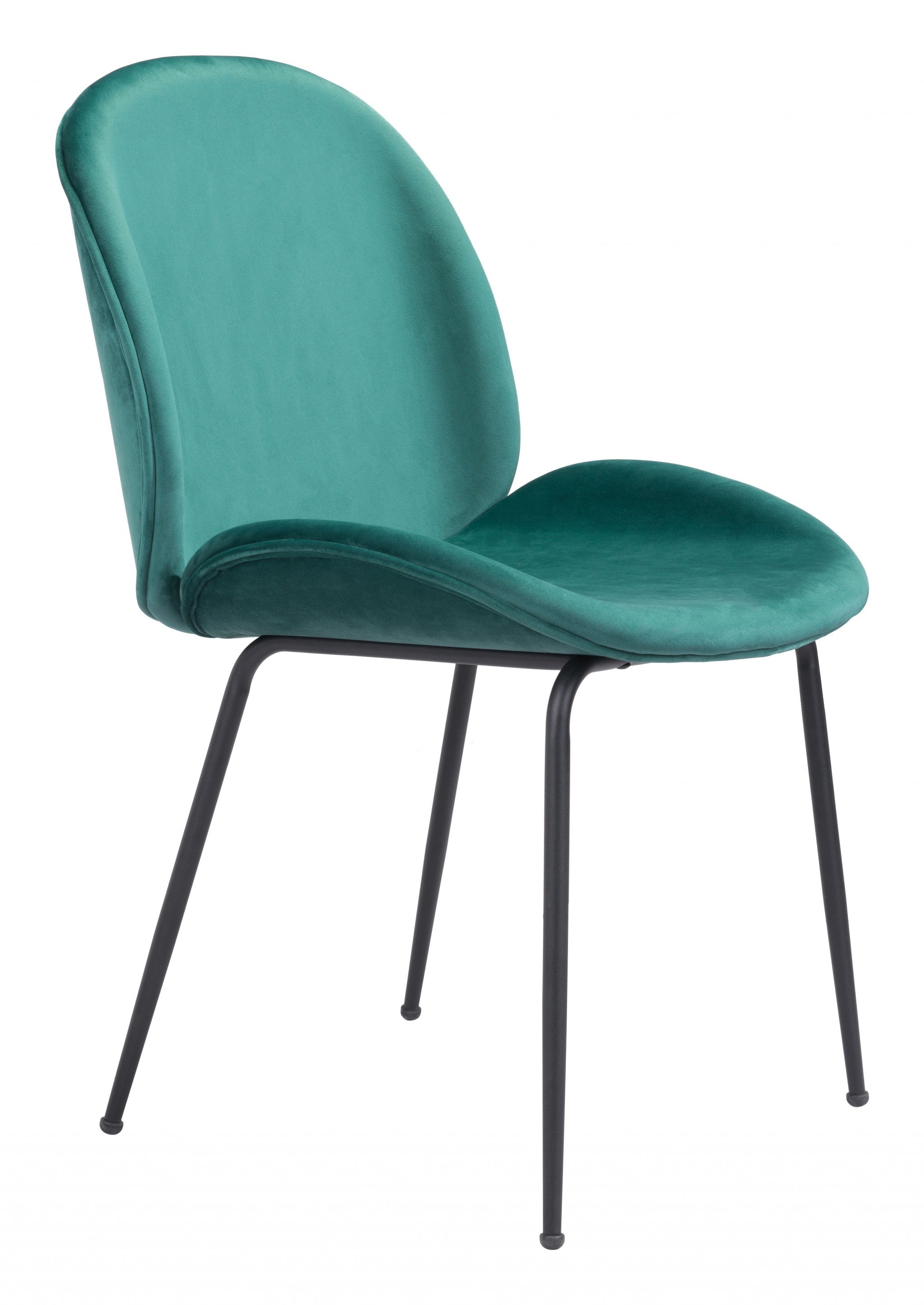 Set of Two Contempo Emerald Green Velvet Dining Chairs