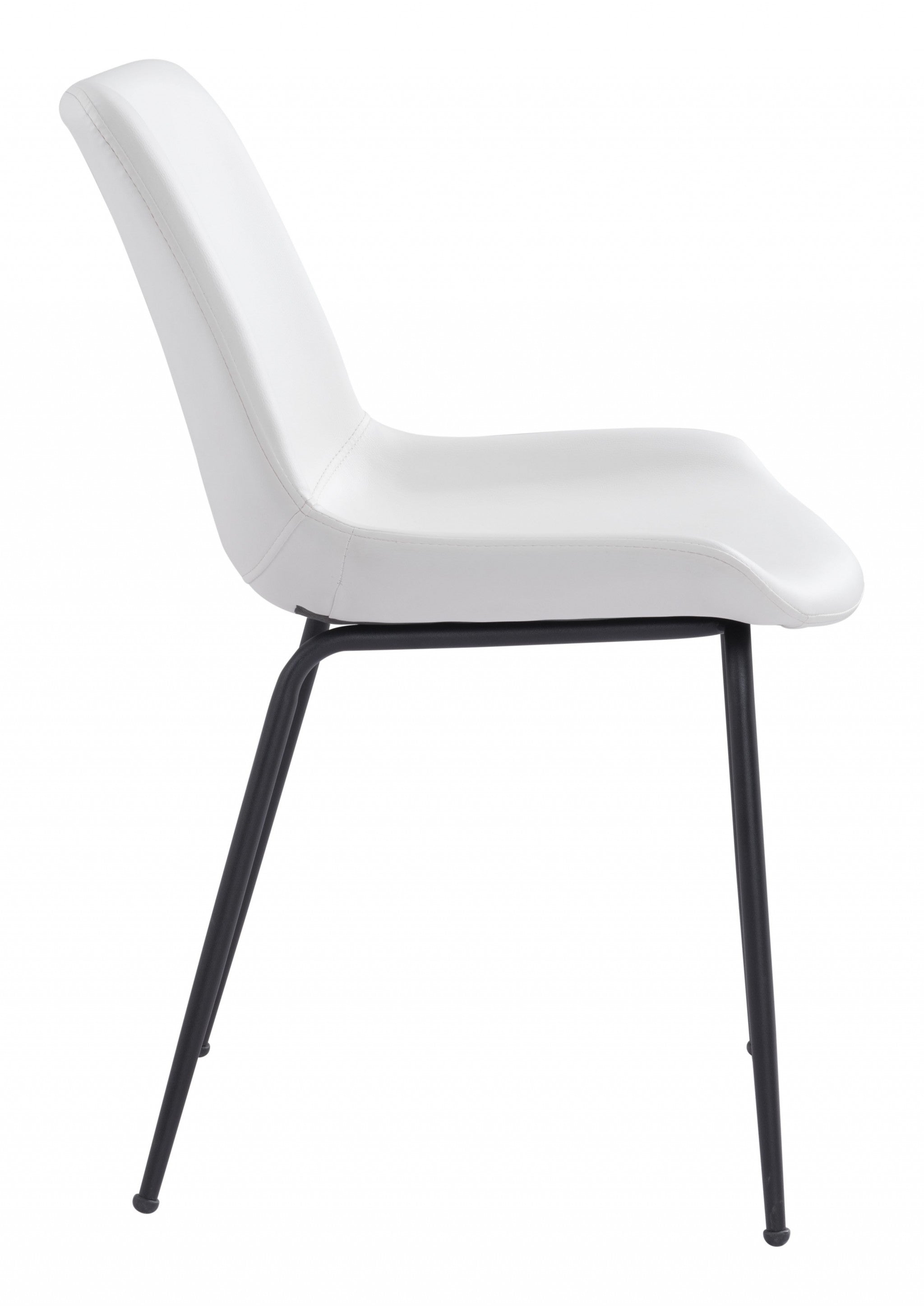 Set of Two White and Black Top Shelf Modern Rugged Dining Chairs