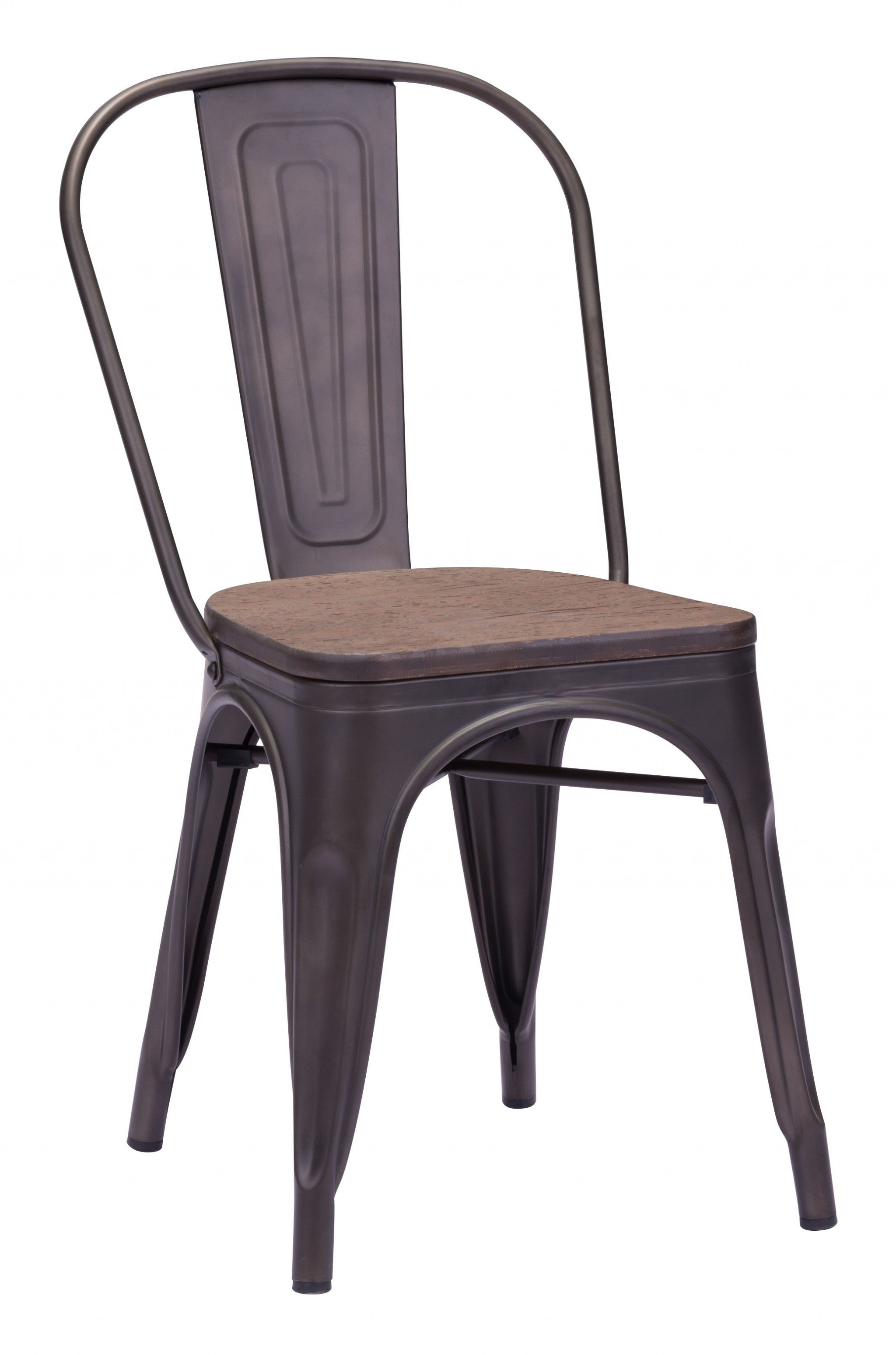 Set of Two Rustic Bistro Black and Brown Dining Chairs