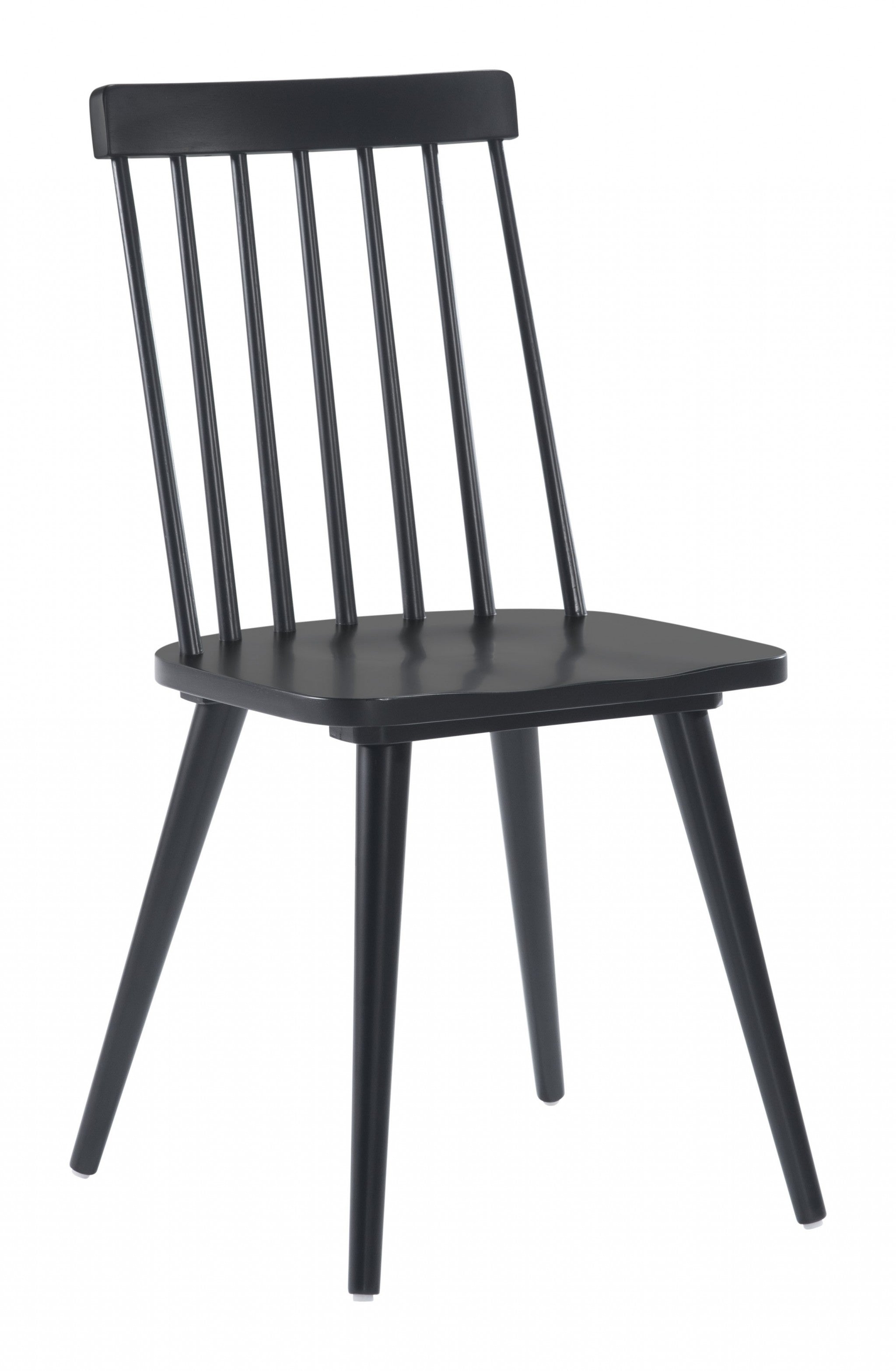 Set of Two Modern Black Armless Spindle Dining Chairs