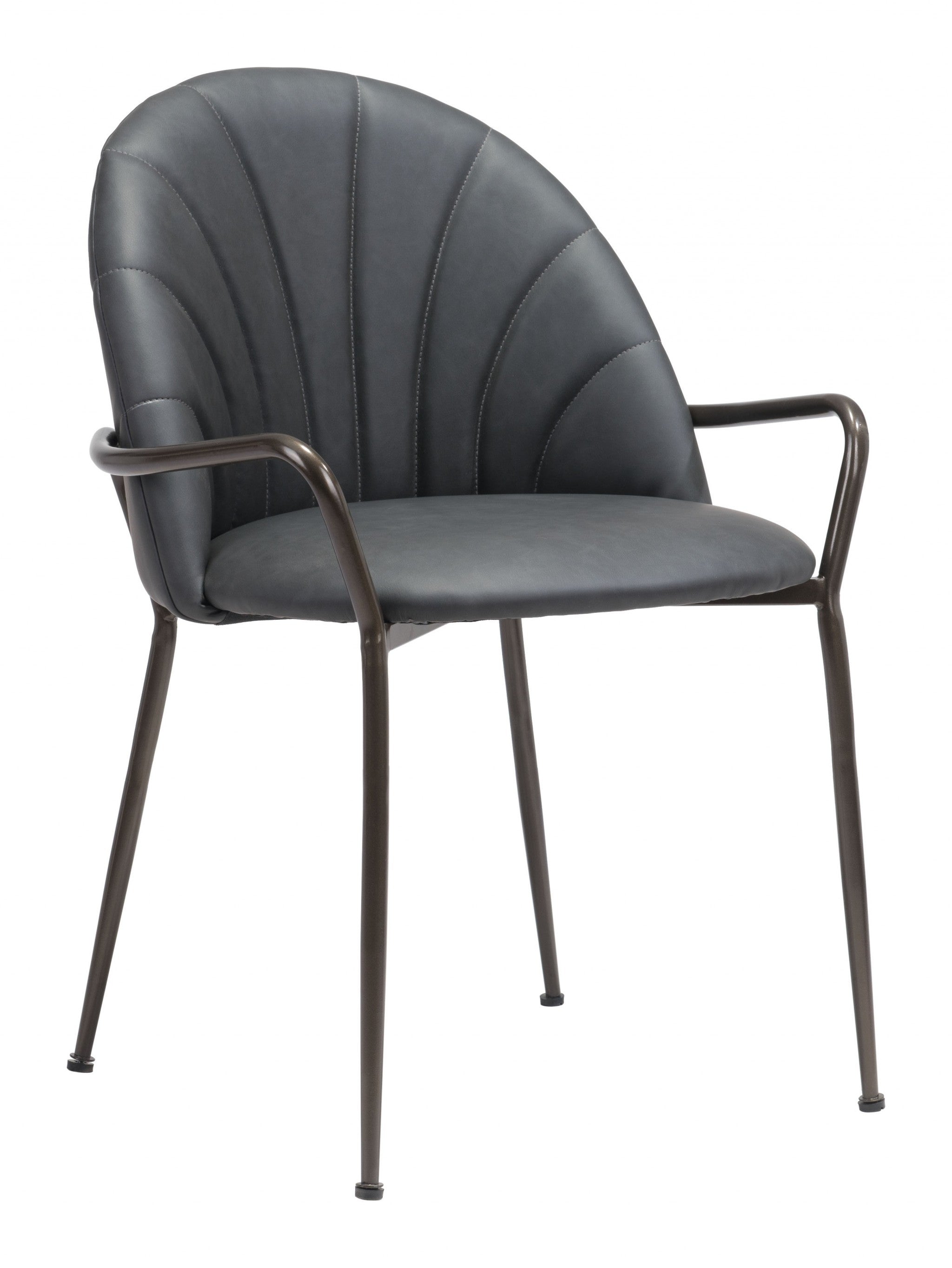 Set of Two Dark Gray Faux Leather Arch Dining Chairs