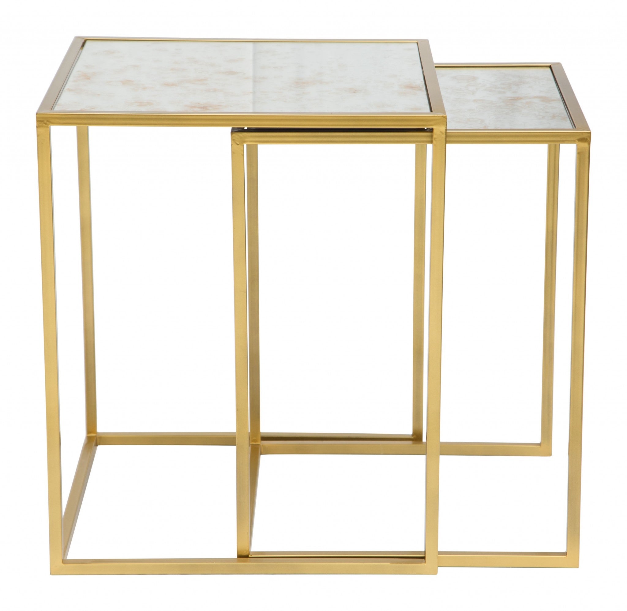 Set of Two White and Gold Nesting Tables