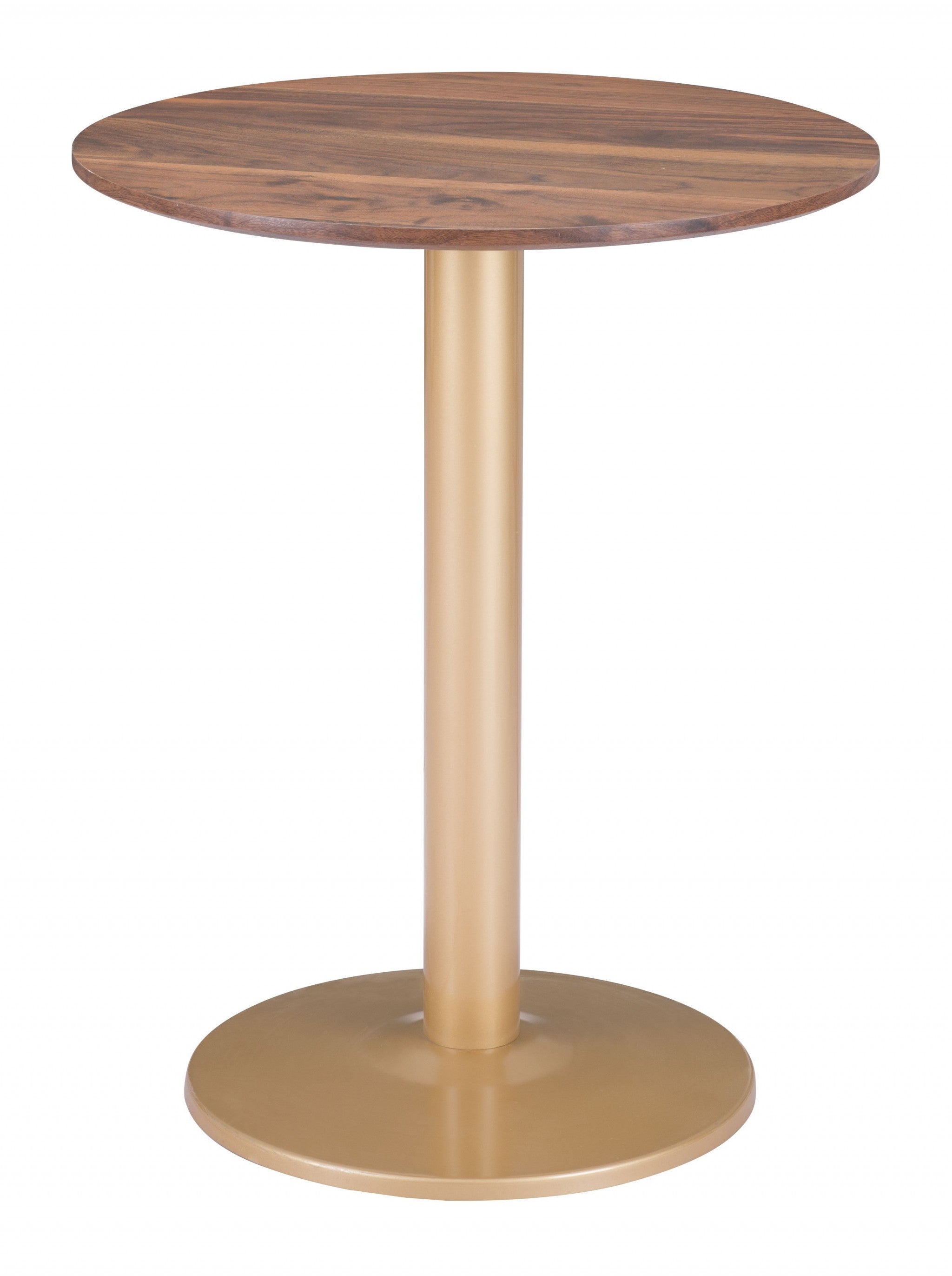 Walnut and Gold Pedestal Bistro Table