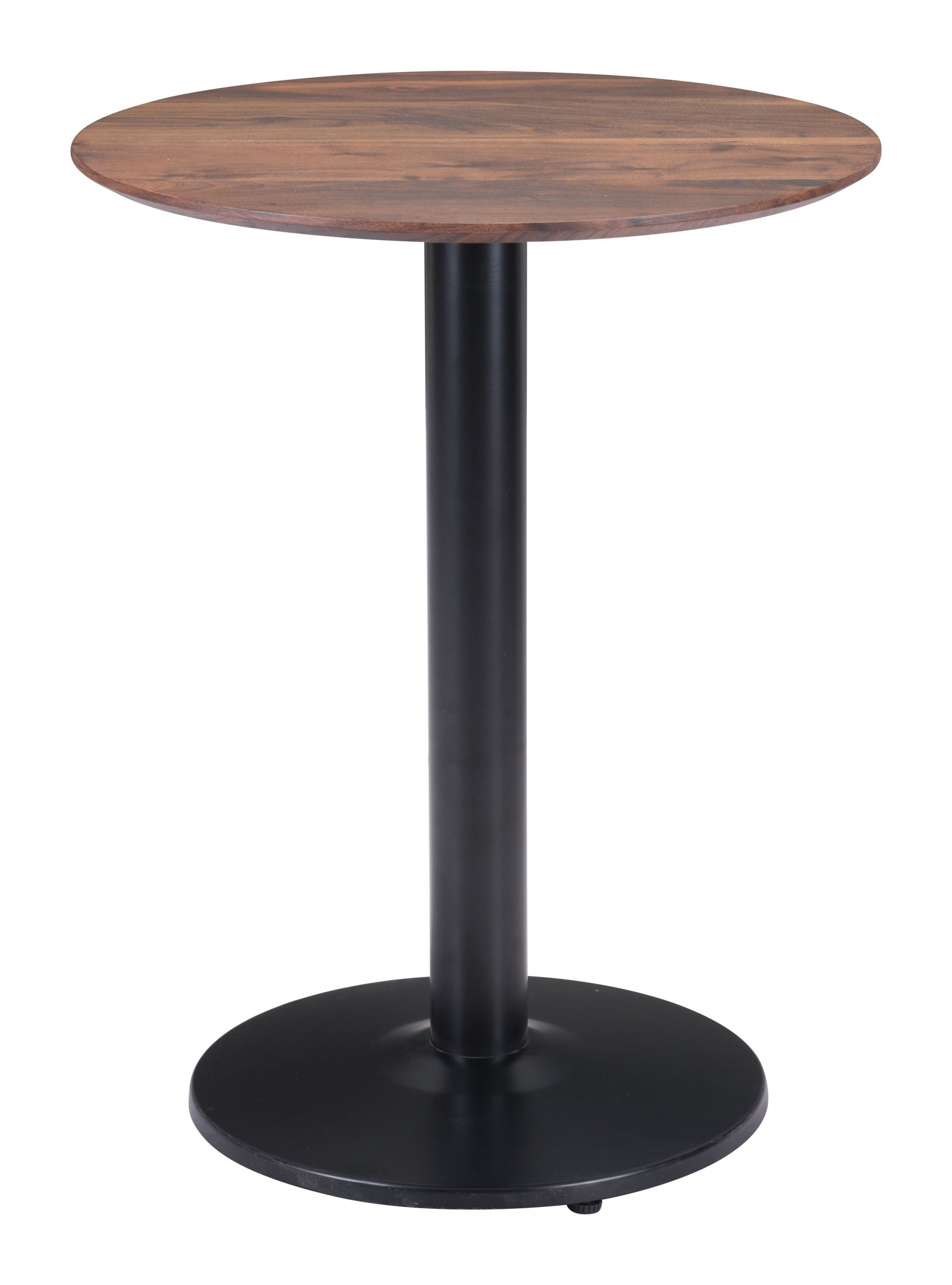 Walnut and Black Pedestal Bistro Table