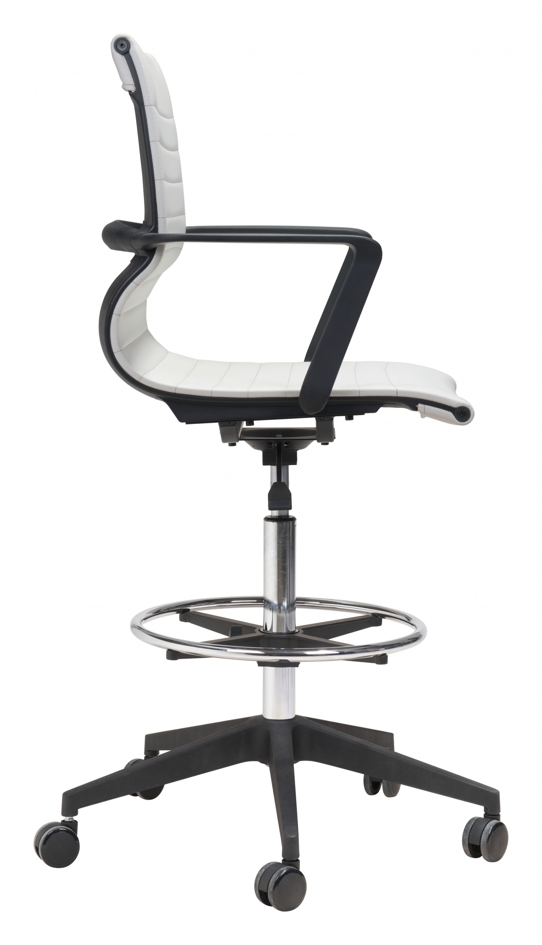 Mod Black and White Faux Leather Drafting Chair