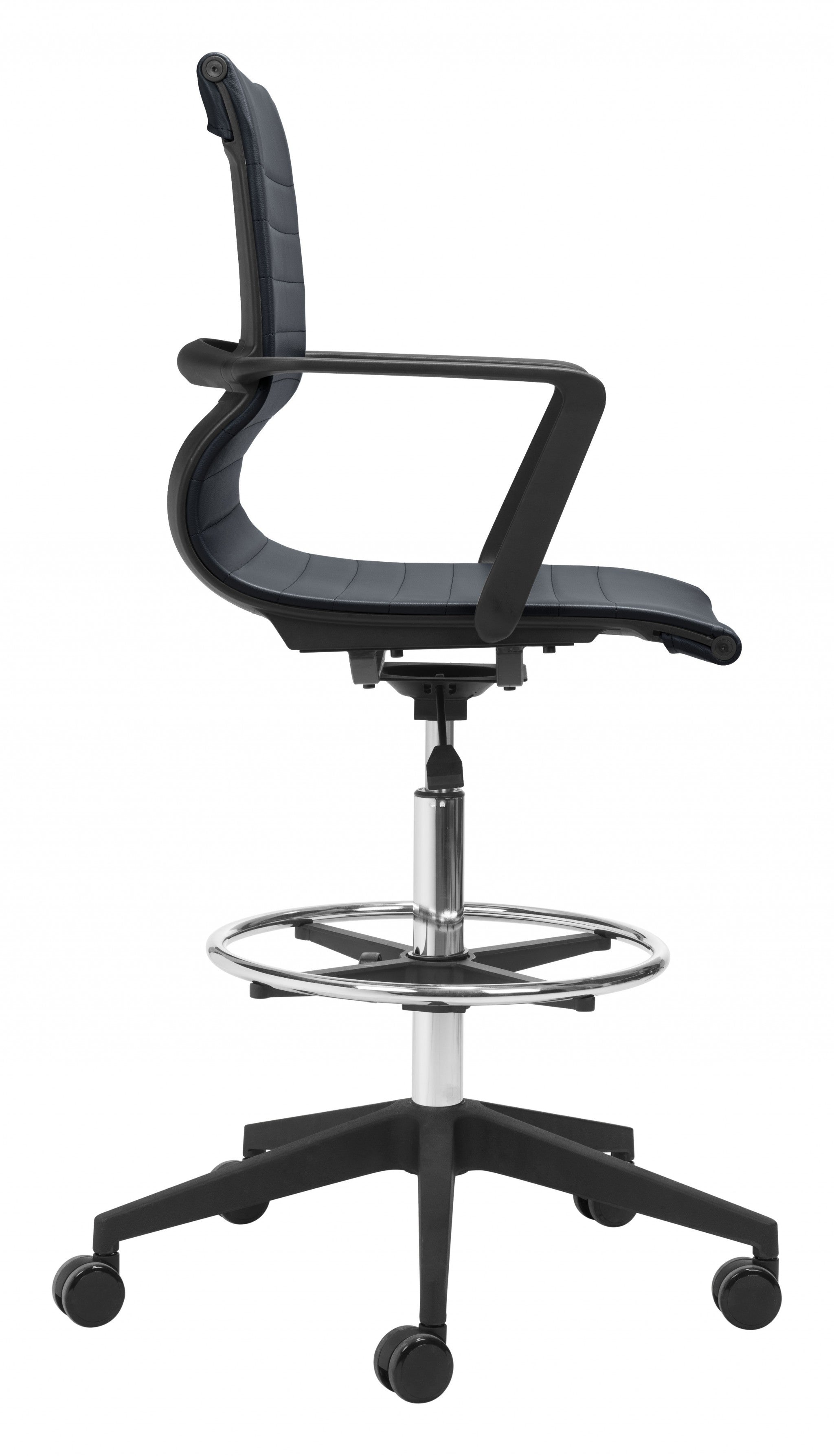 Mod All Black Faux Leather Drafting Chair