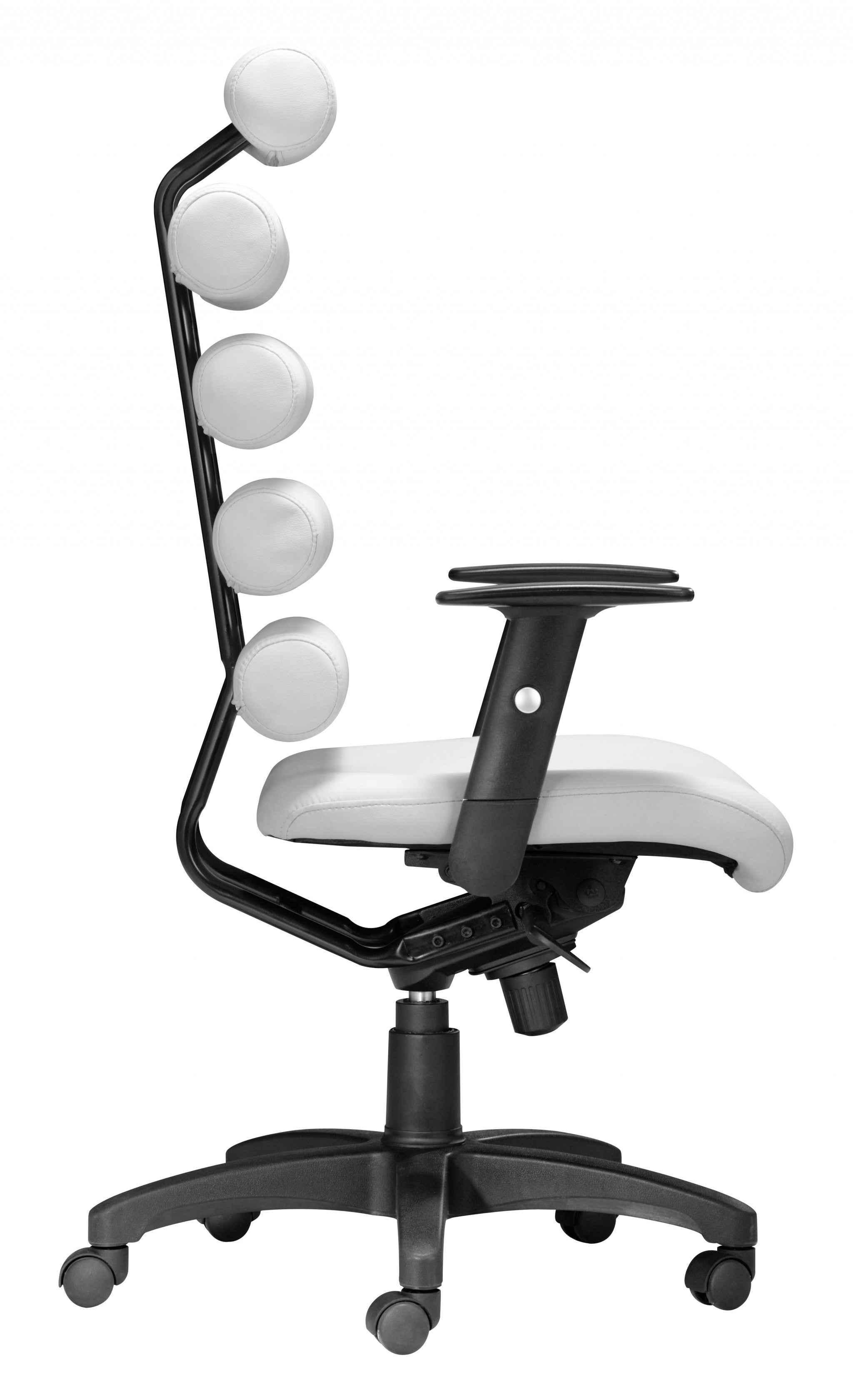 Ergo Chunky White Faux Leather High Back Office Chair