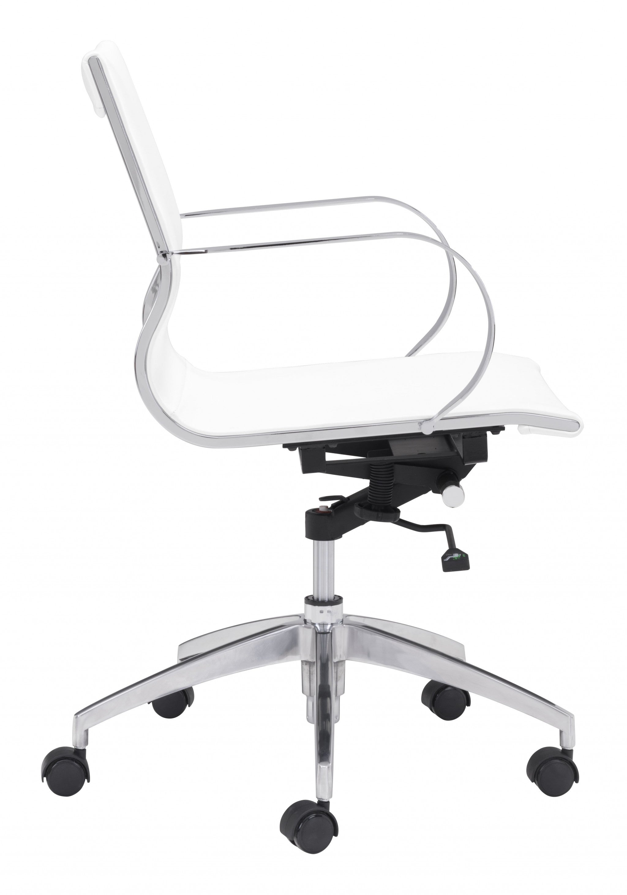 White Ergonomic Conference Room Low Back Rolling Office Chair