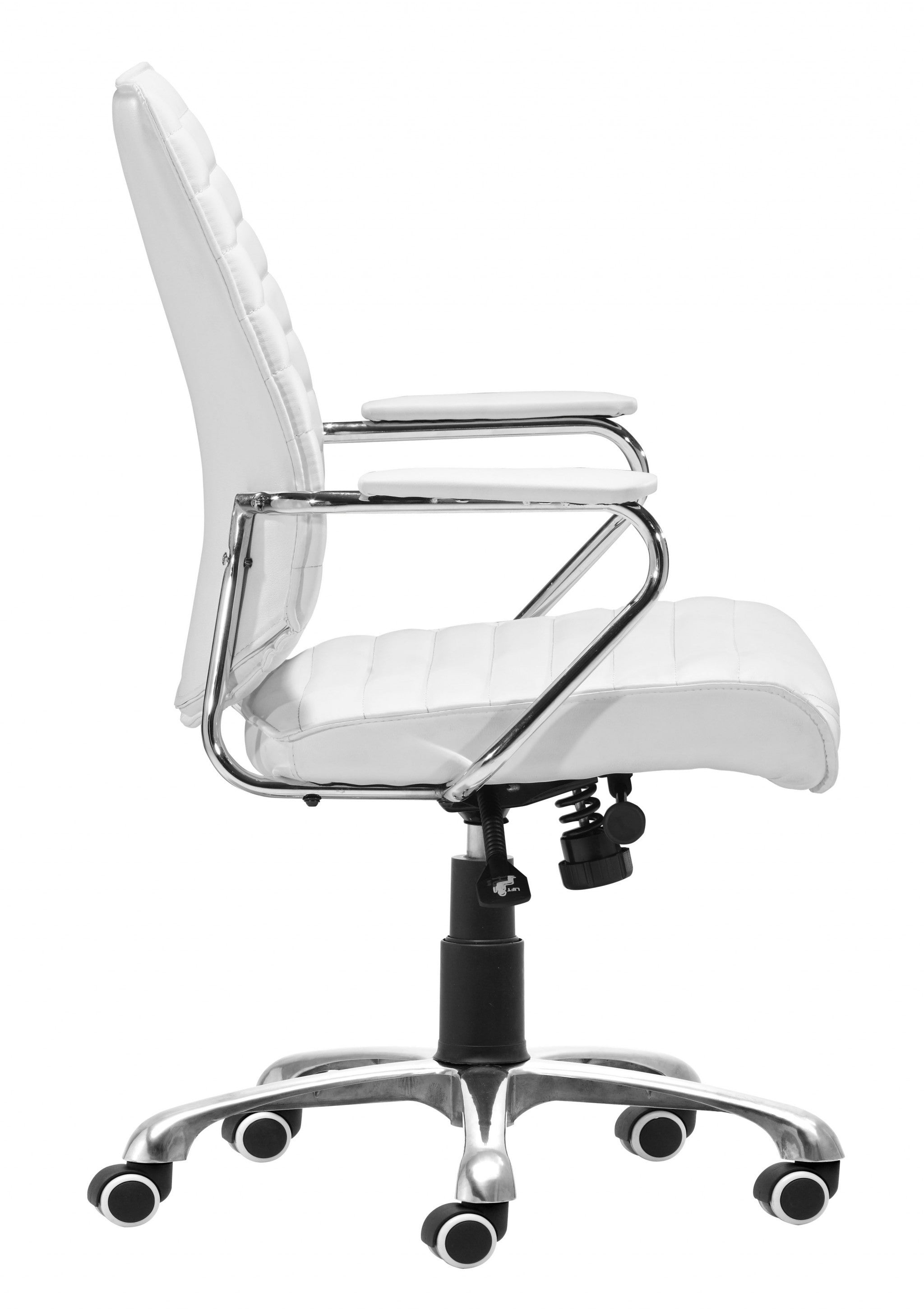 White Faux Leather Executive Channel Back Rolling Office Chair