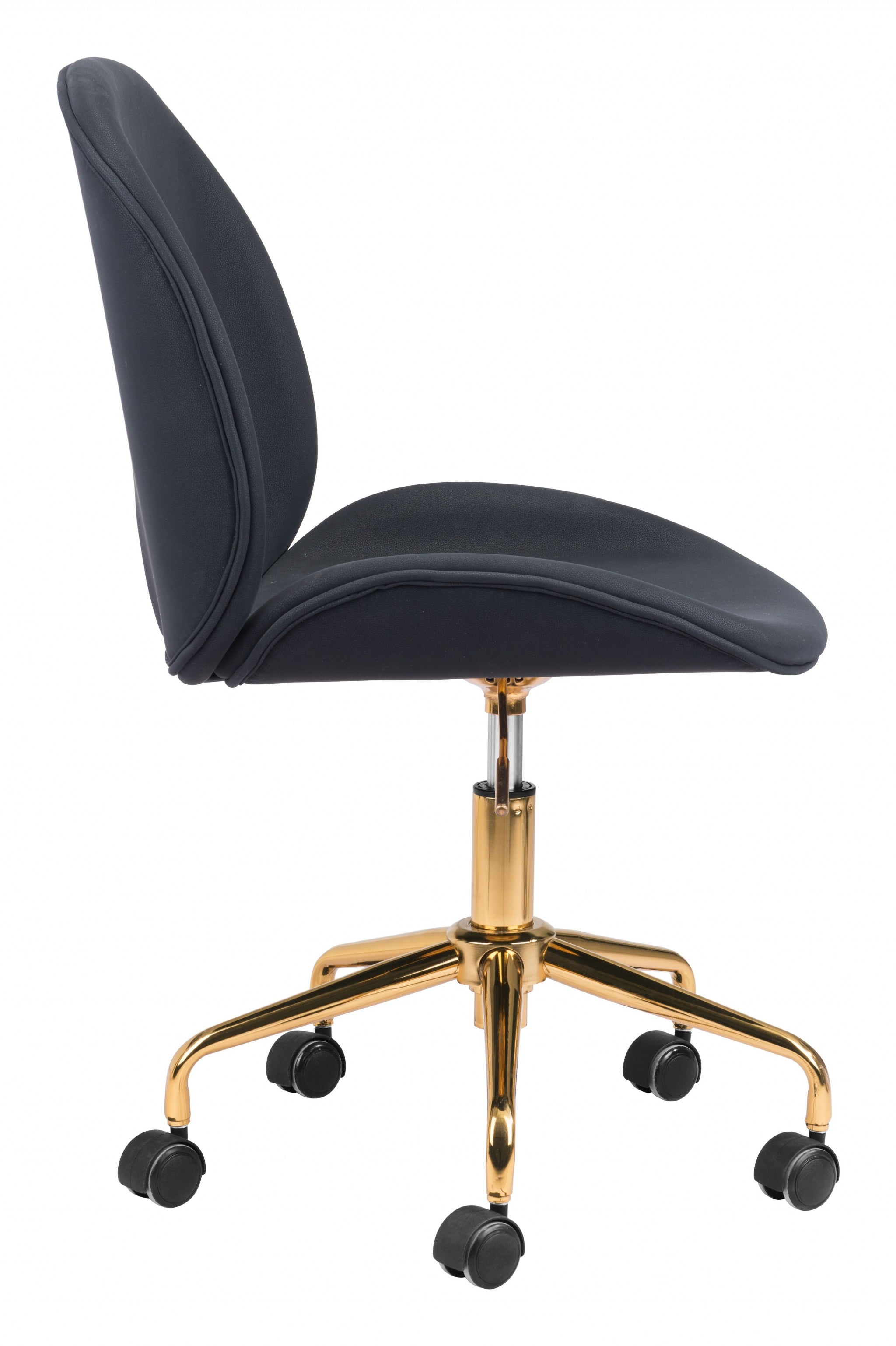 Contempo Black Velvet and Gold Rolling Office Chair