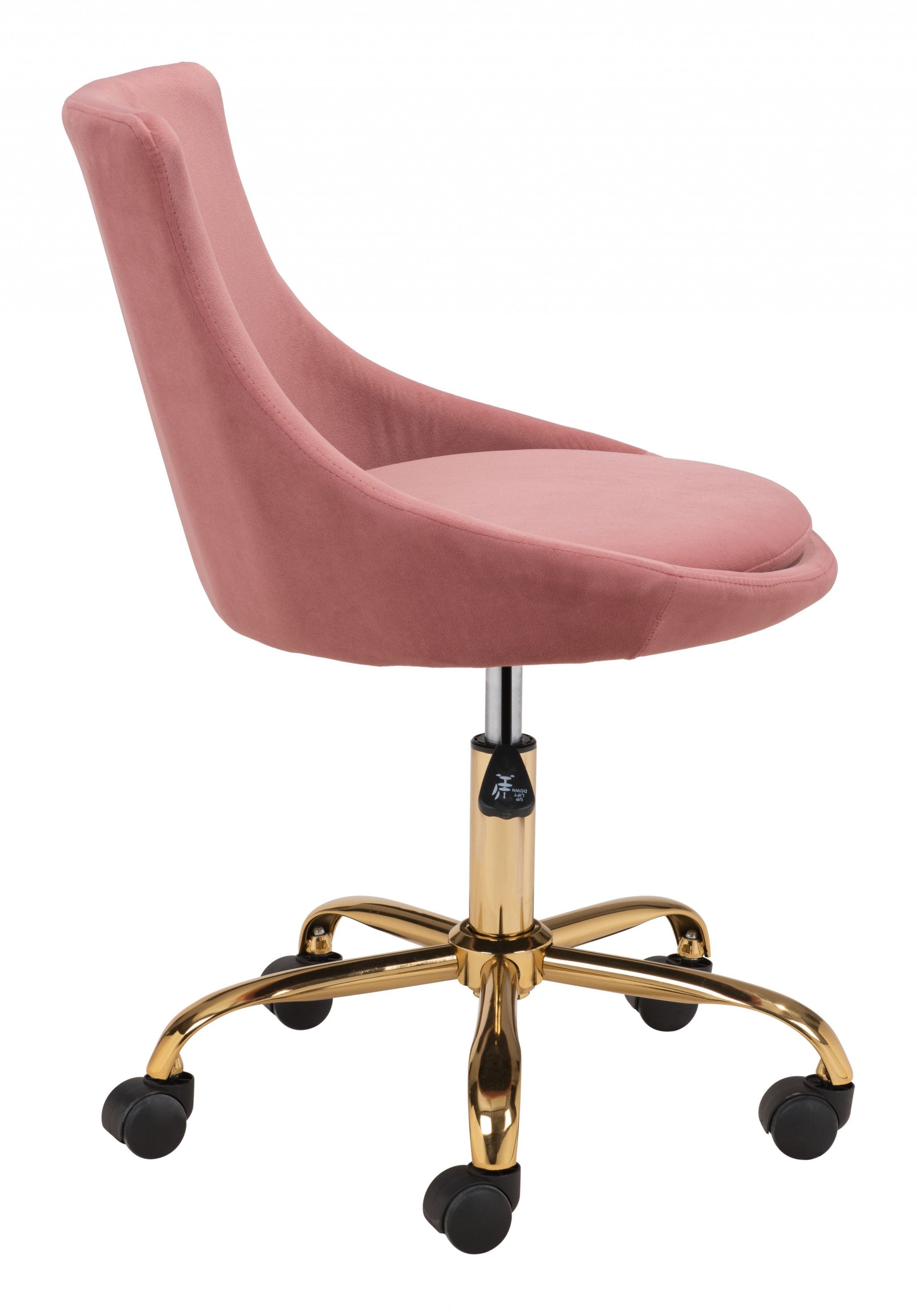 Glam Pink and Gold Round Armless Rolling Office Chair