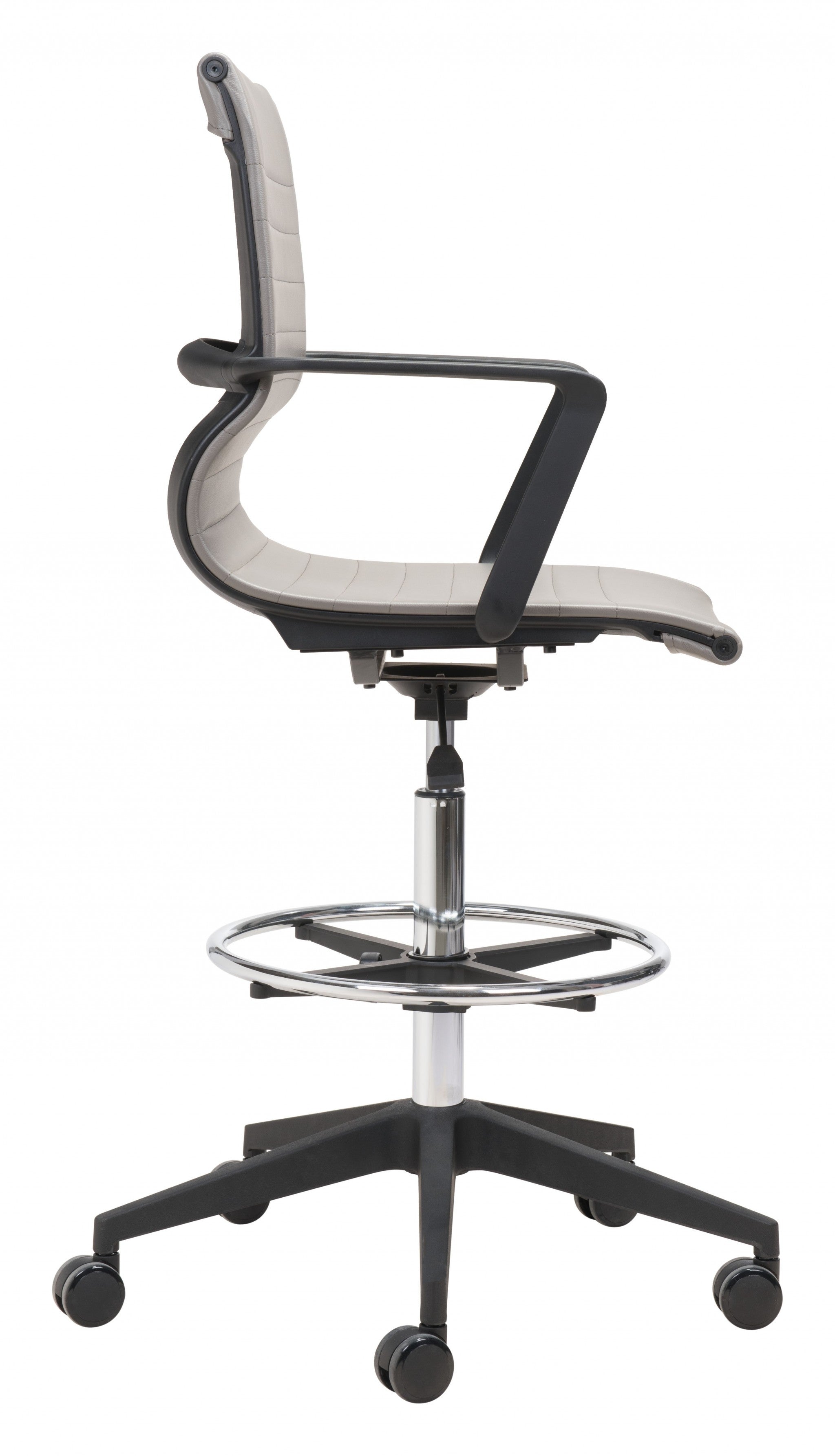 Mod Black and Gray Faux Leather Drafting Chair