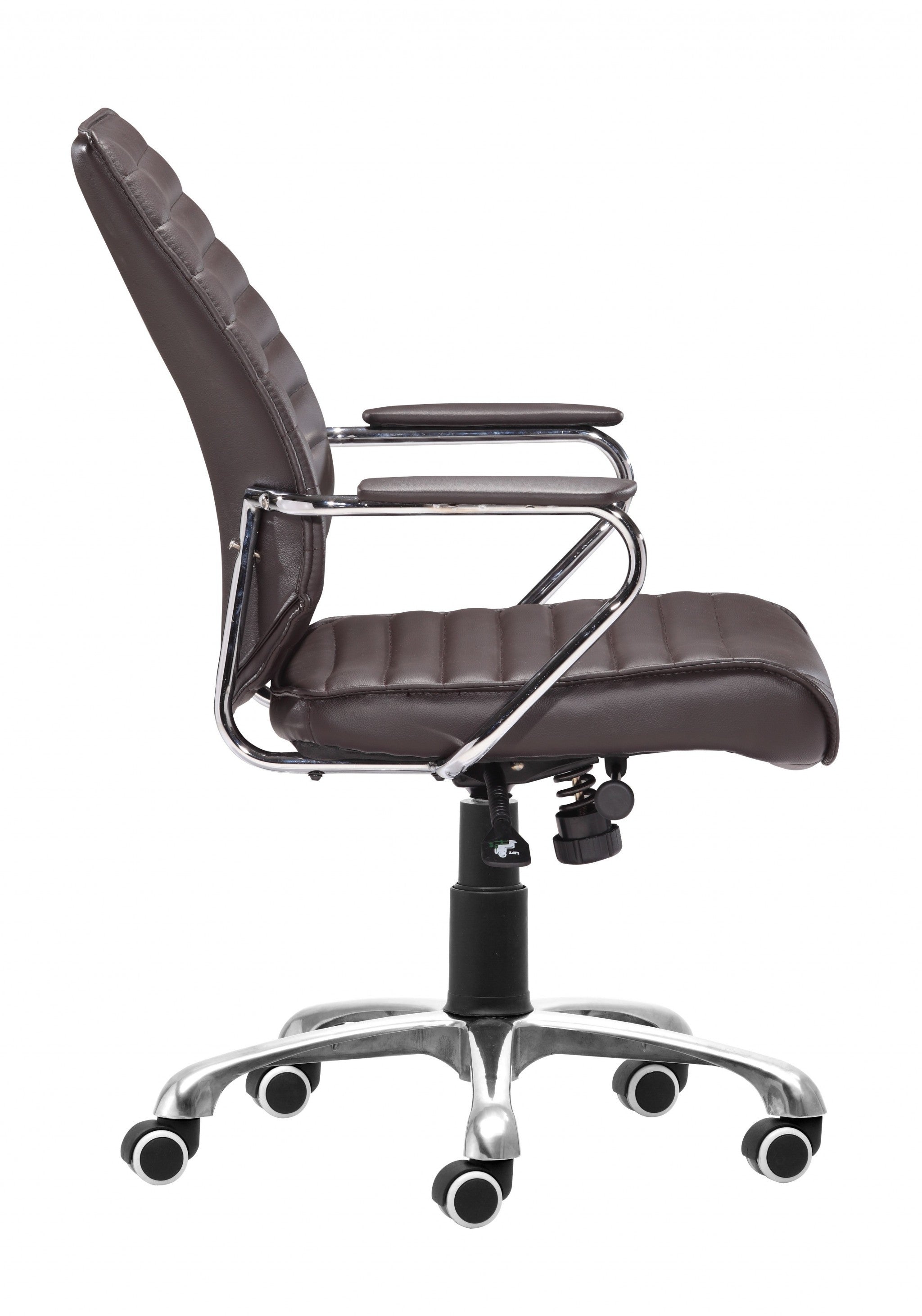 Brown Faux Leather Executive Channel Back Rolling Office Chair