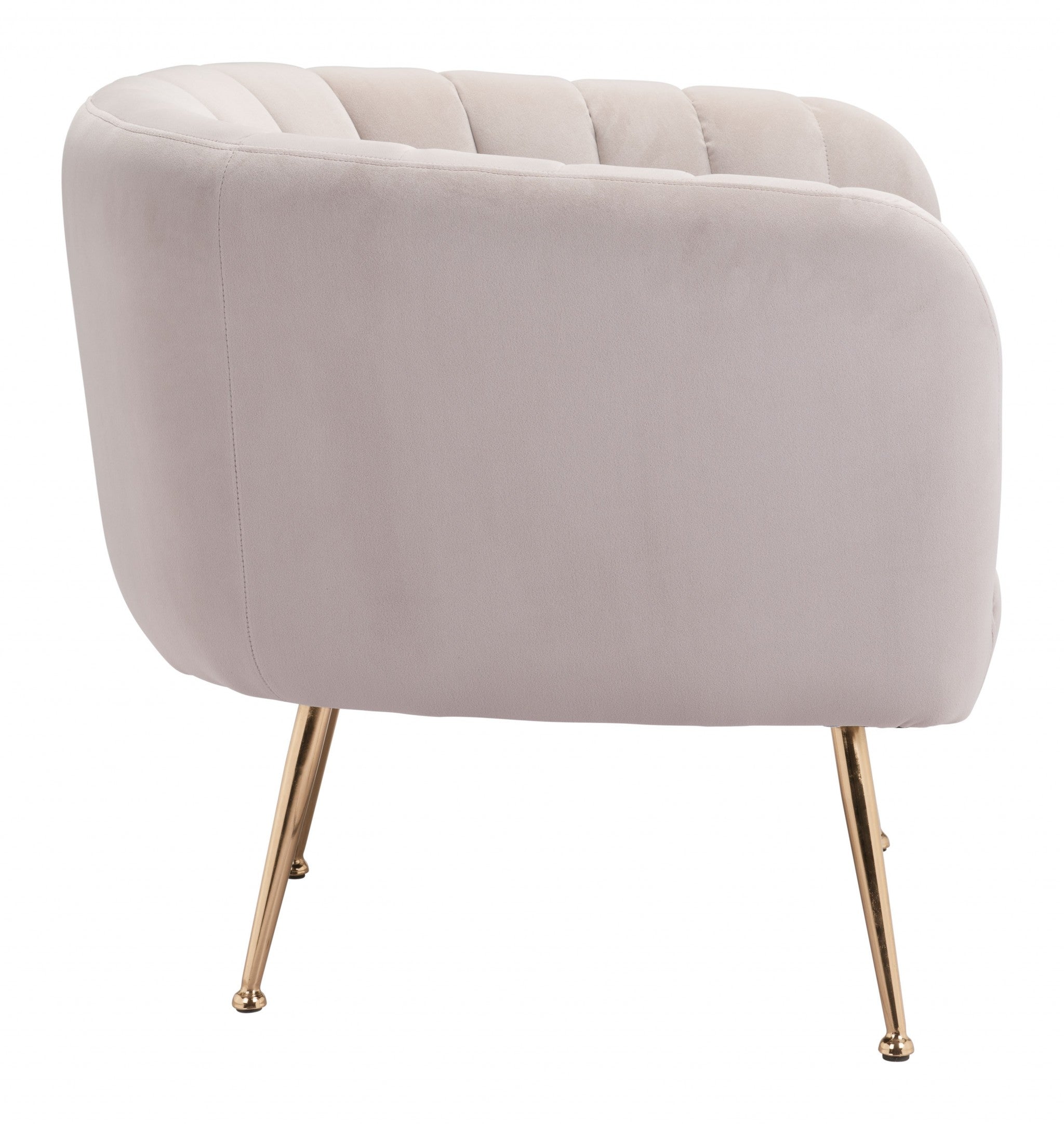 Ivory and Gold Super Soft Vertical Channel Accent Club Chair