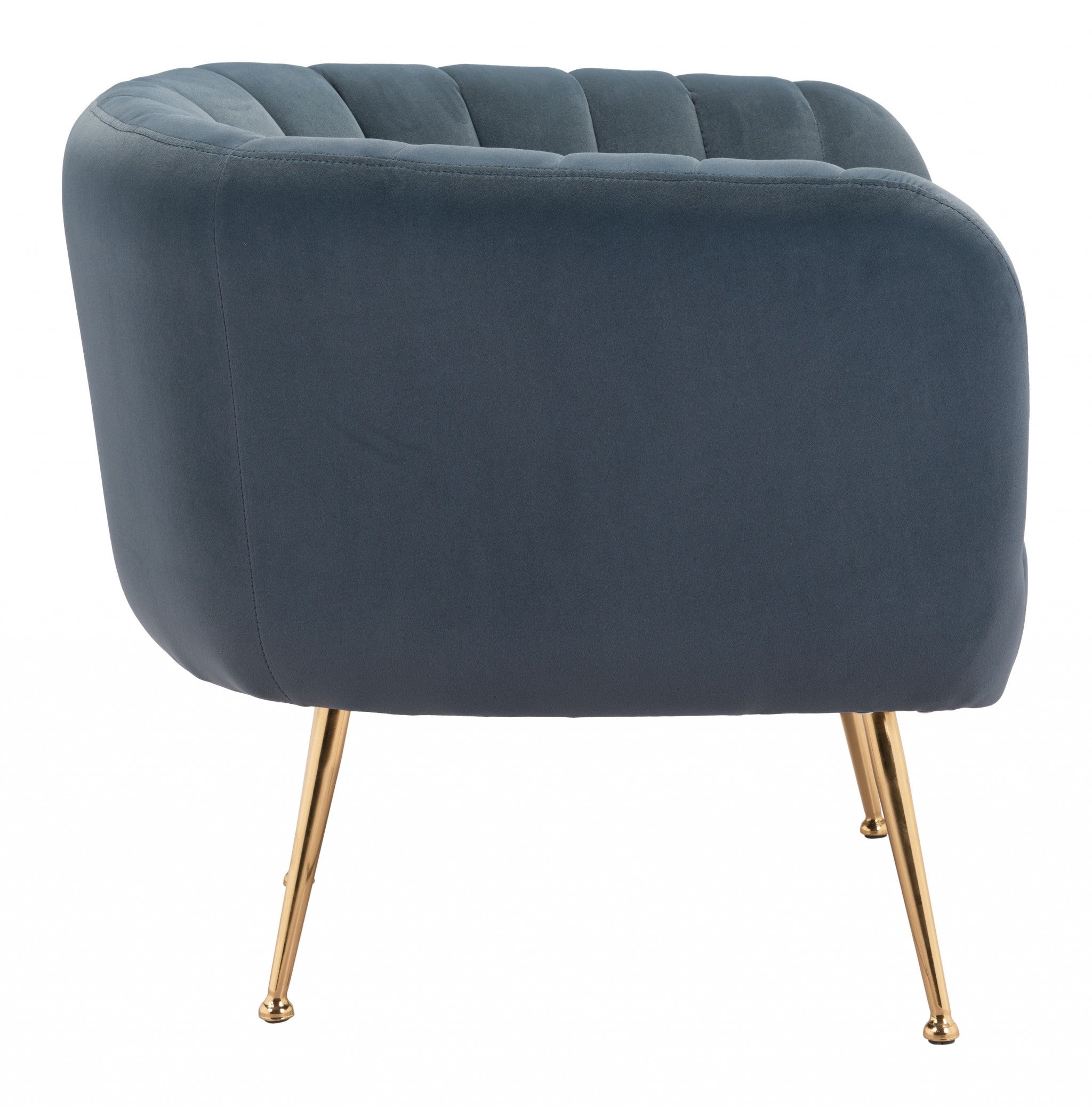 Gray and Gold Super Soft Vertical Channel Accent Club Chair