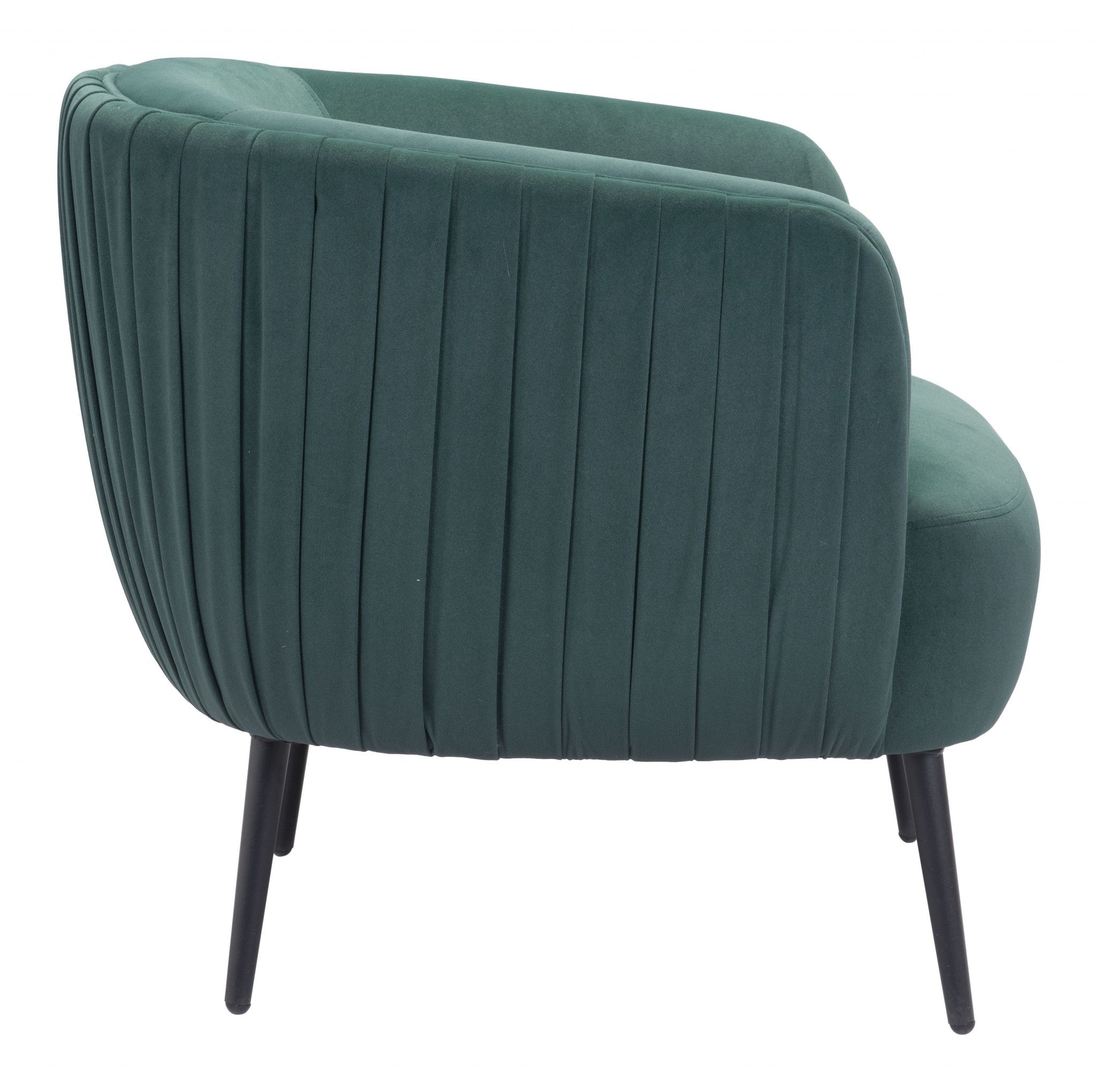 Dark Green Velvet Pleated Club Accent Chair