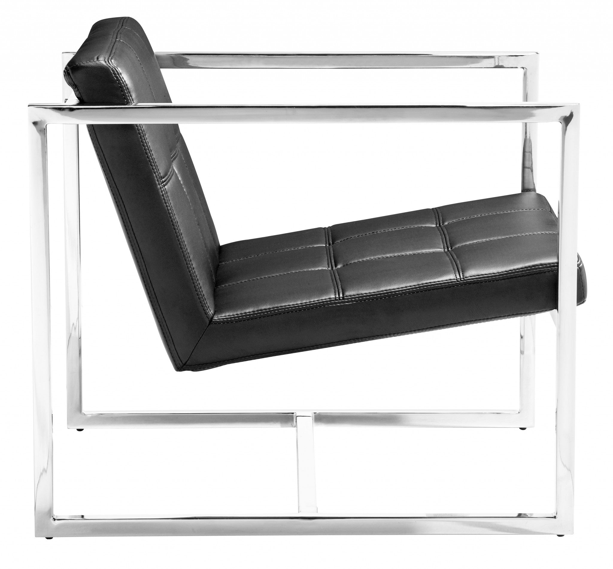 Chrome Cubed Black Faux Leather Armchair