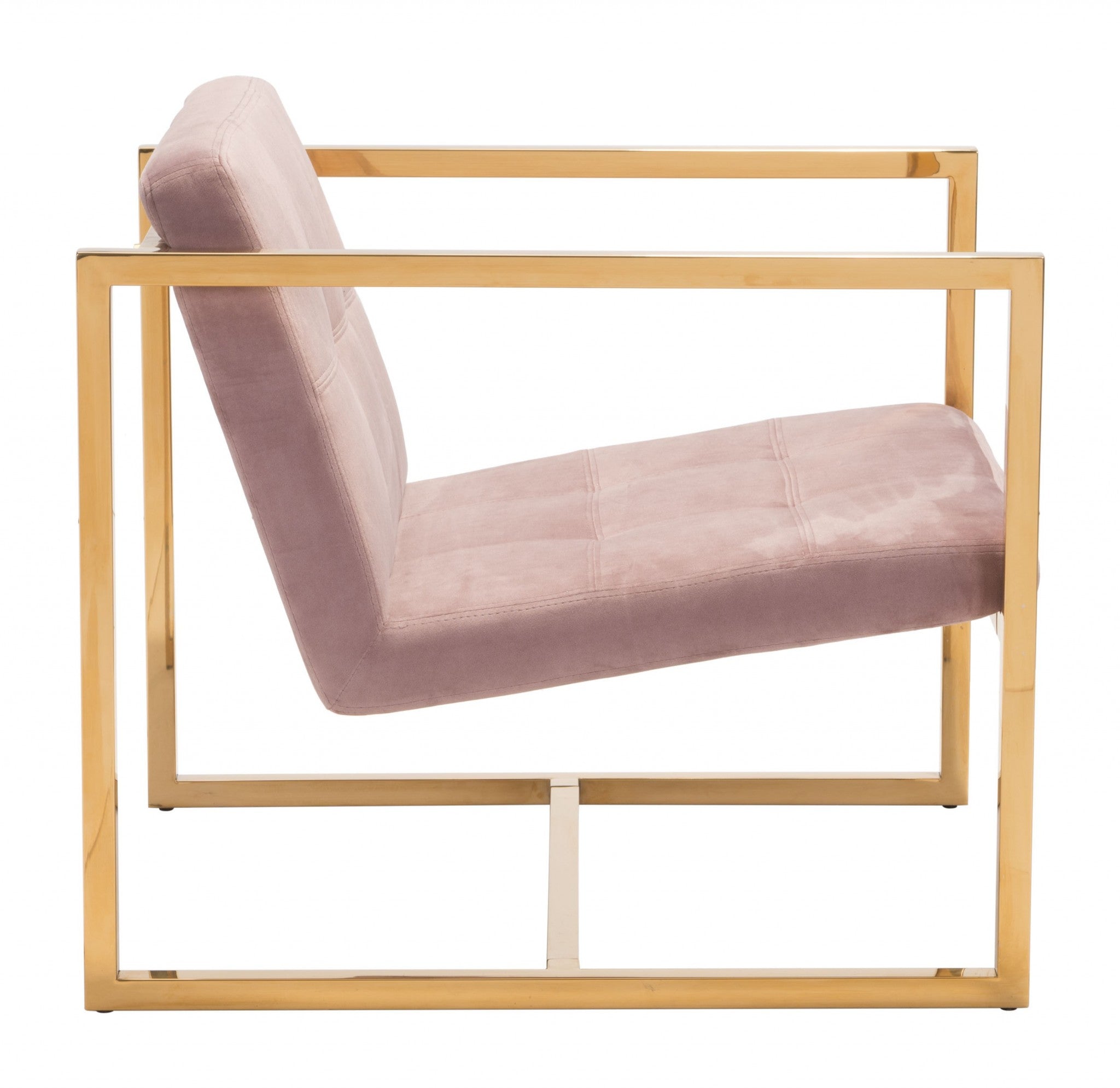 Gold Cubed Pale Pink Microfiber Armchair