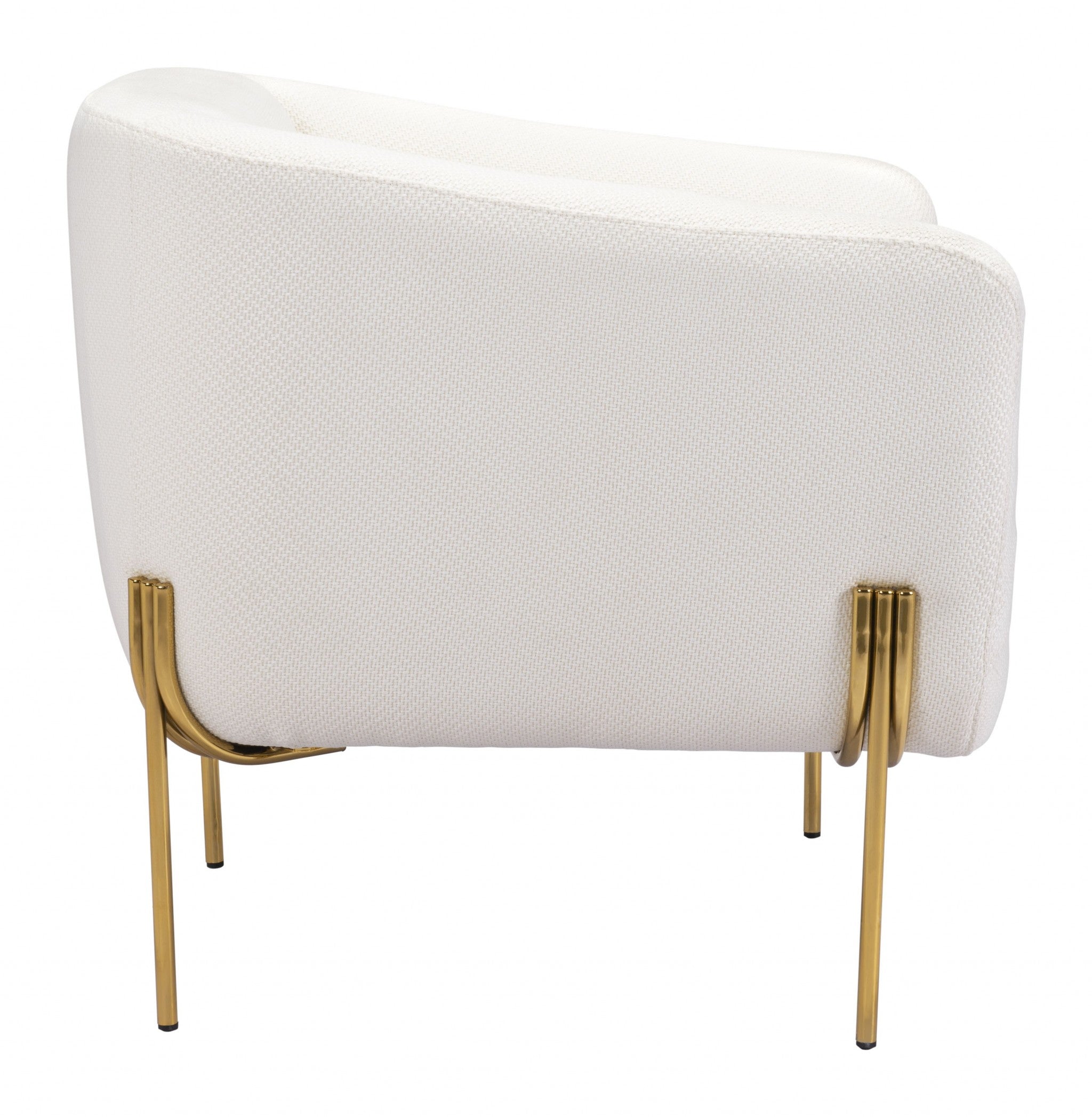 Ivory and Gold Textural Upholstered Accent Armchair