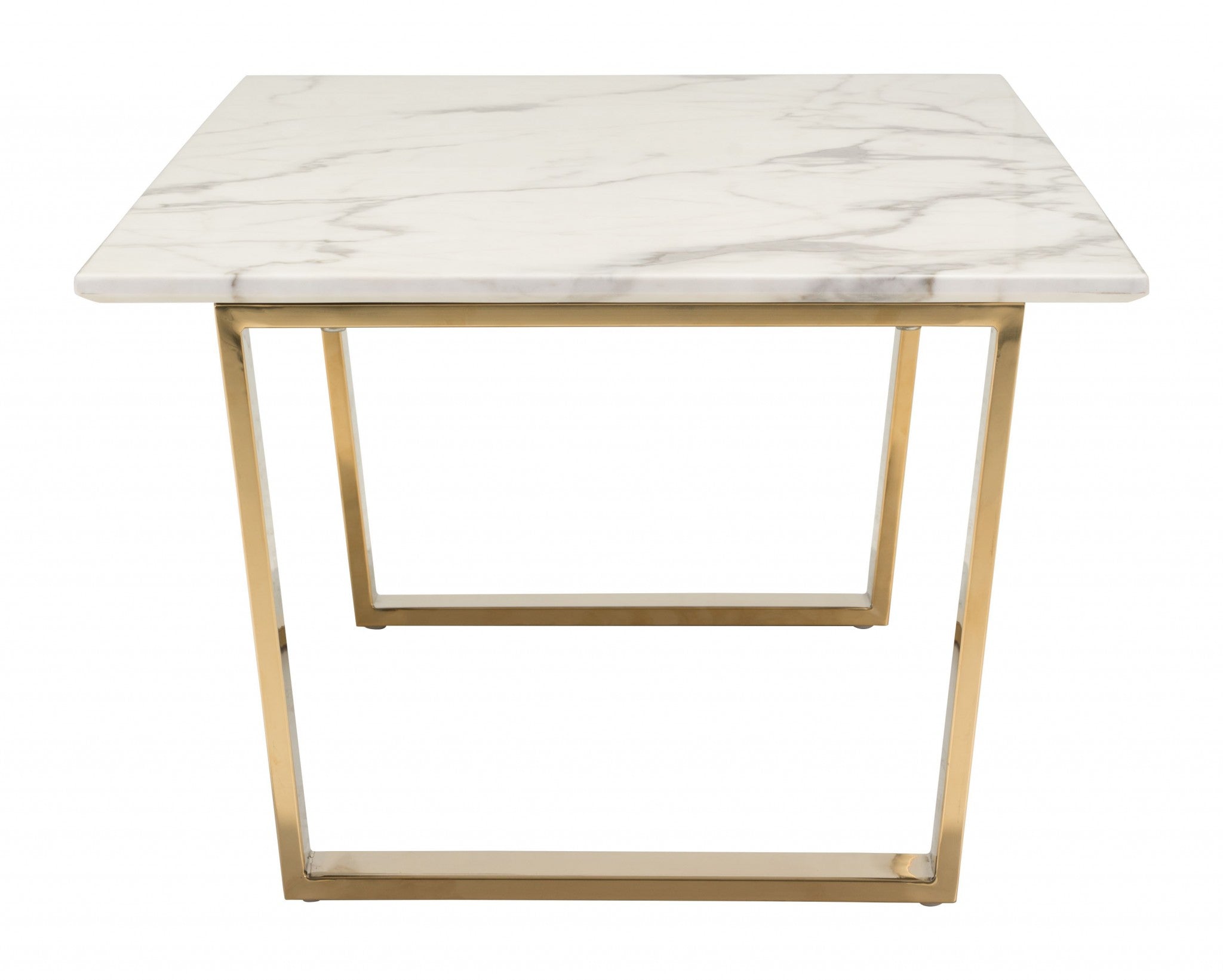 Designer's Choice White Faux Marble and Gold Coffee Table