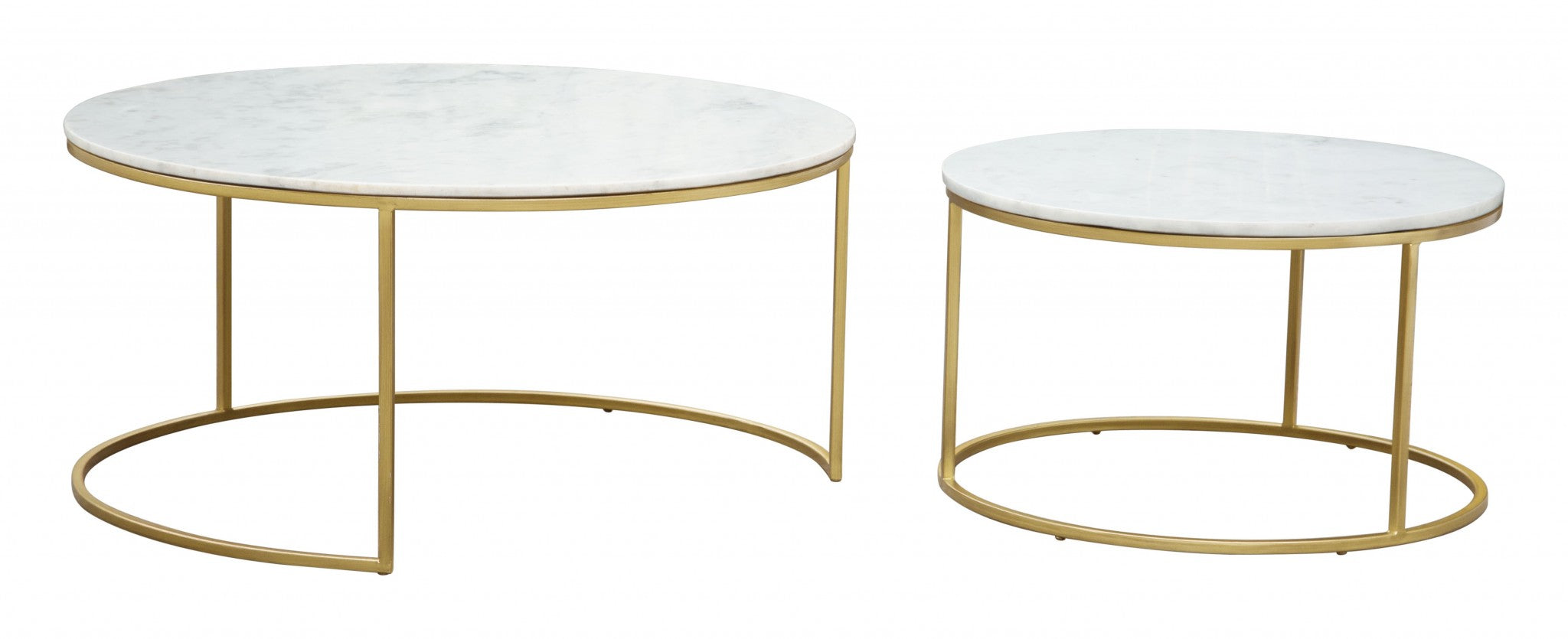 Set of Two Marble and Gold Nesting Tables