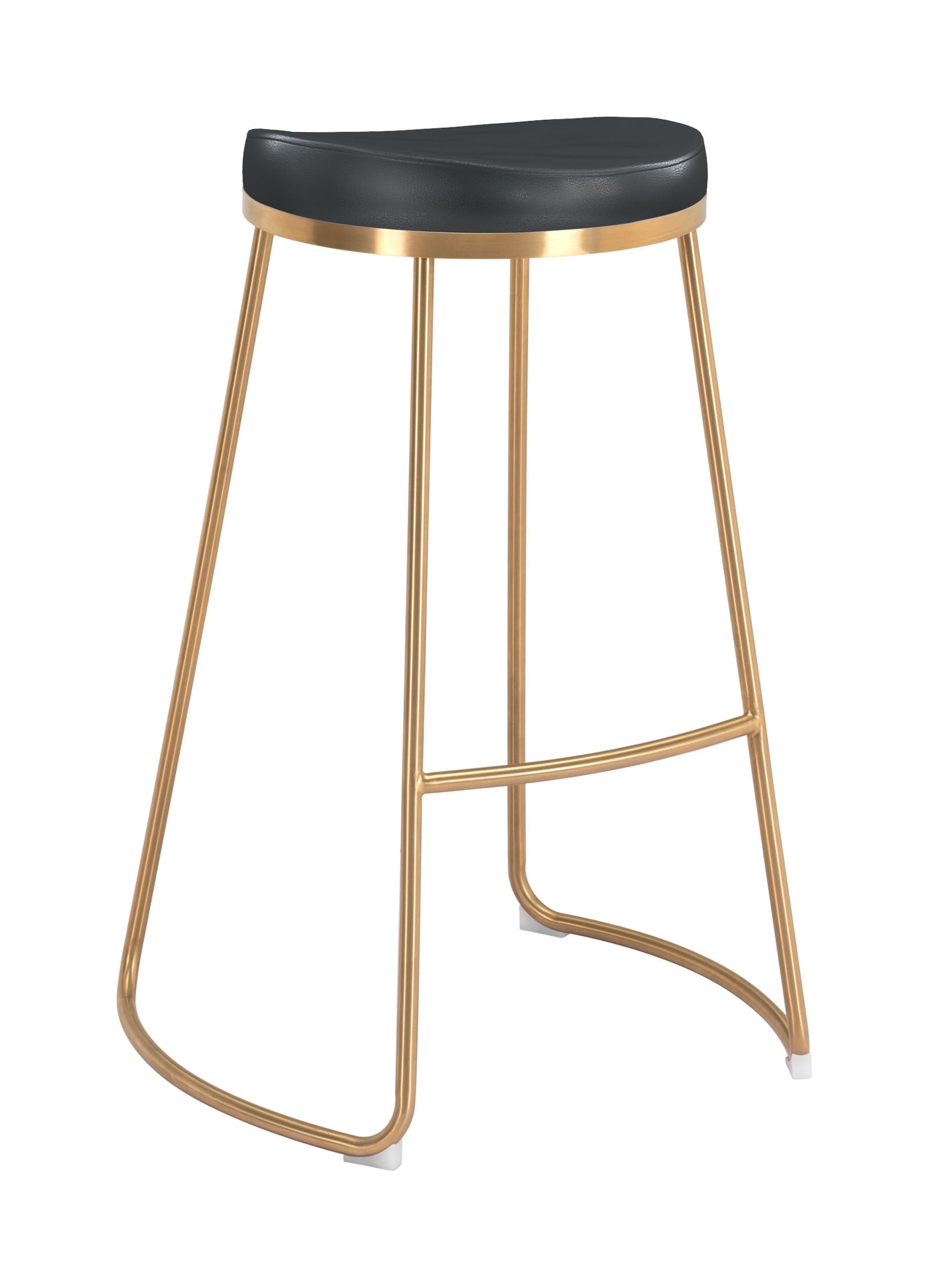 Set of Two Black and Gold Modern Glam Geo Backless Barstools