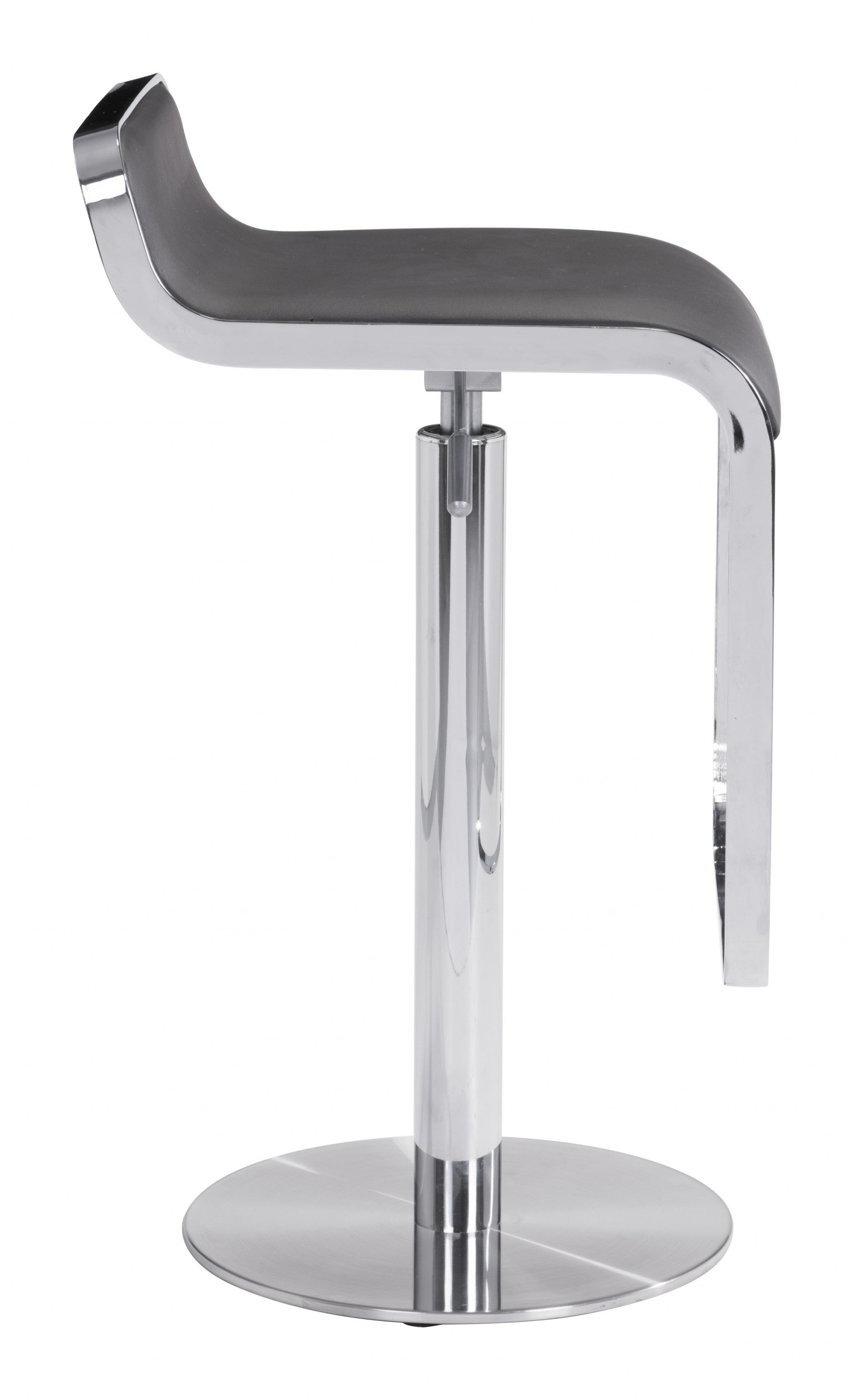 Modern Brown Faux Leather and Chrome Adjustable Pedestal Barstool