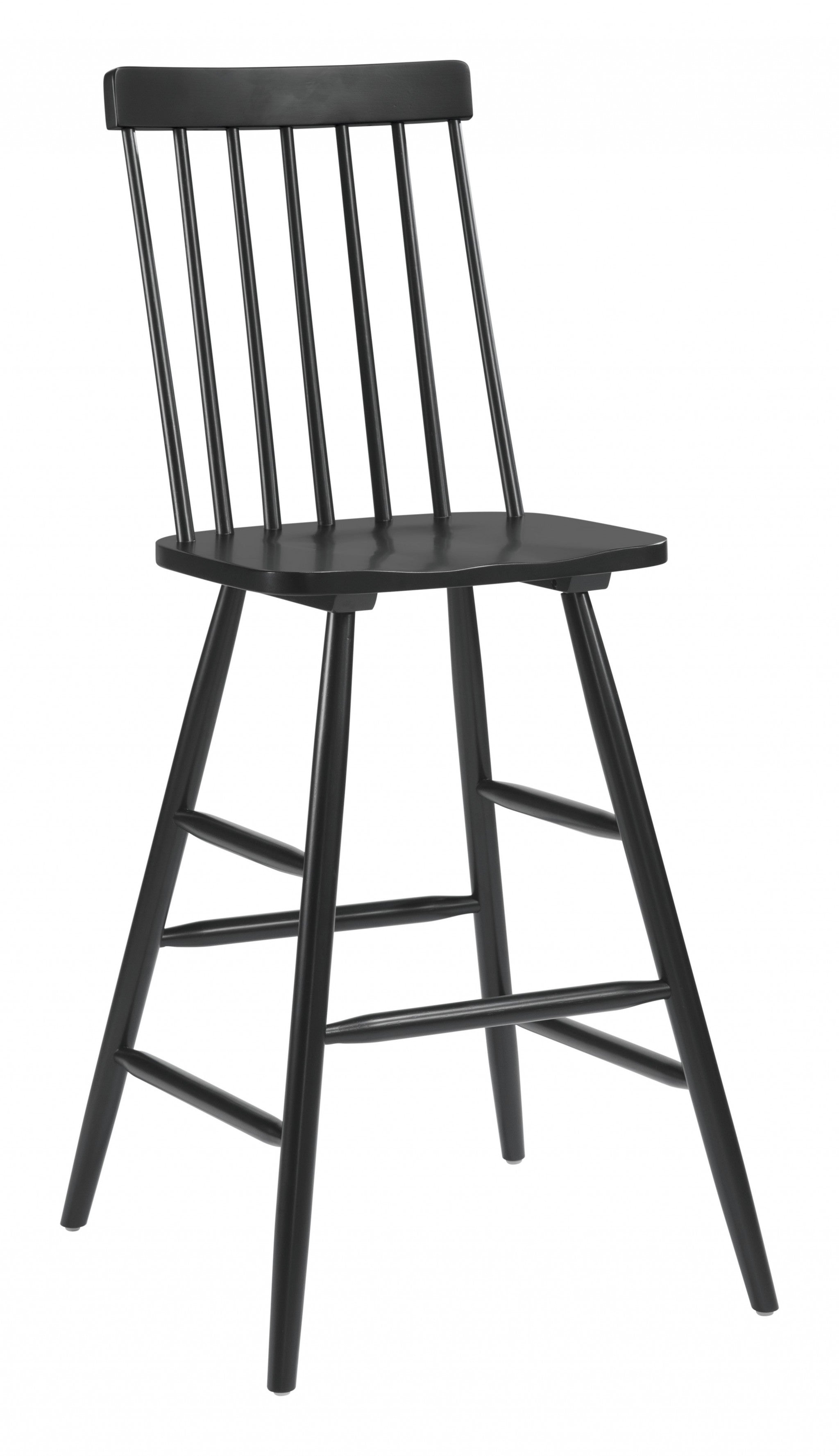 Modern Black Armless Spindle Bar Height Chair