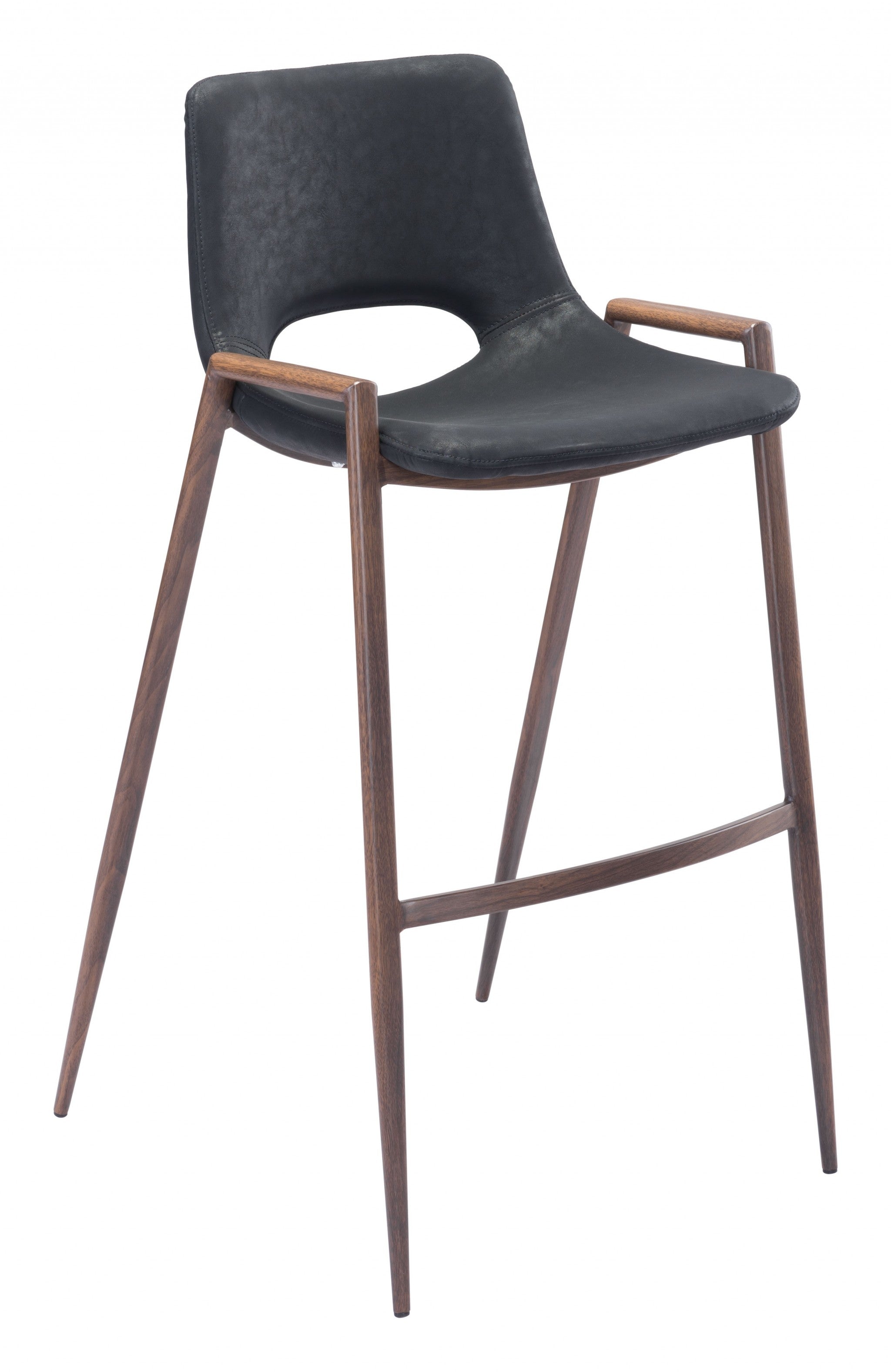 Set of Two Black Retro Modern Funk Bar Chairs