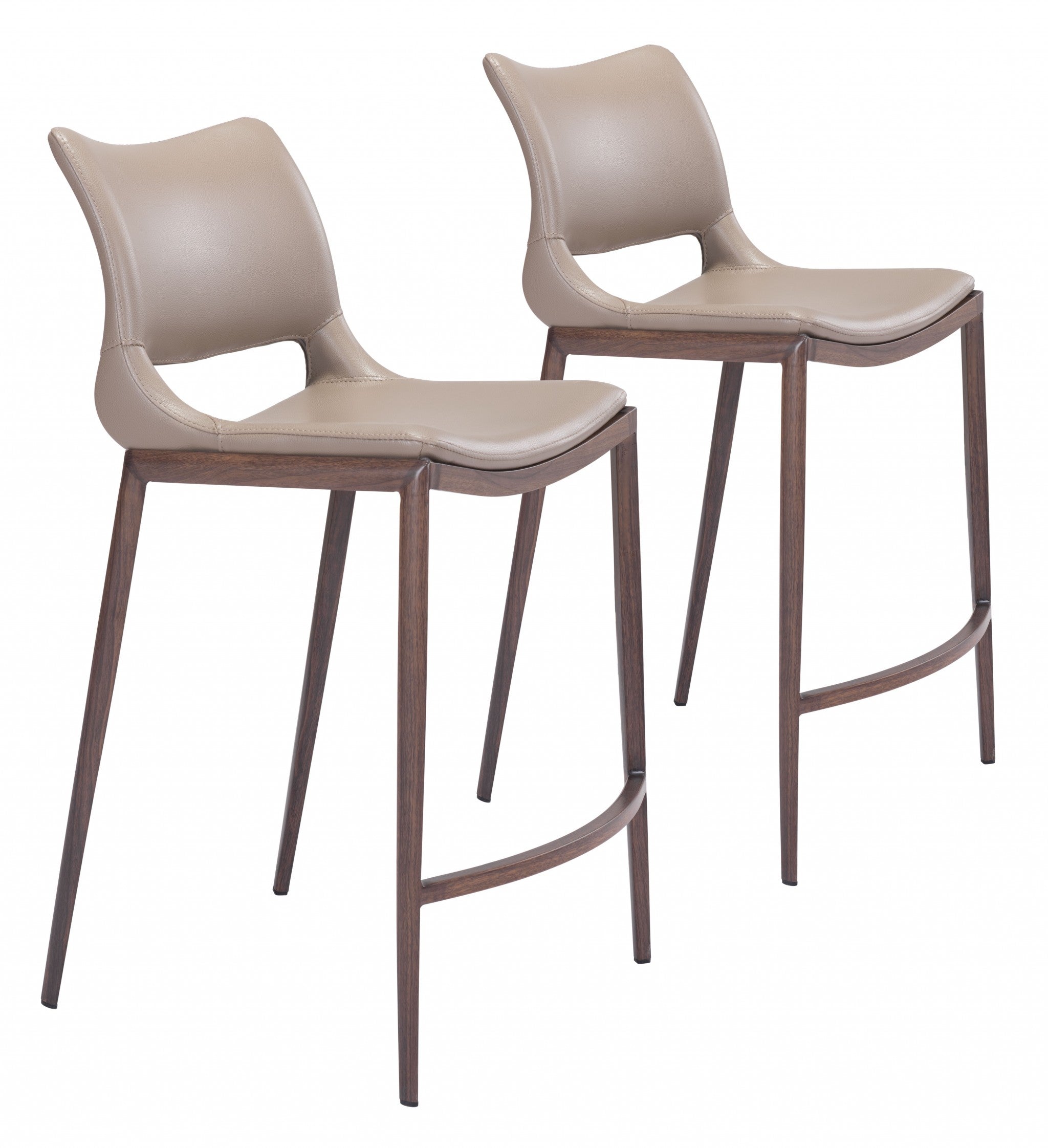 Set of Two Gray Faux Leather and Espresso Mod Ergo Counter Chairs