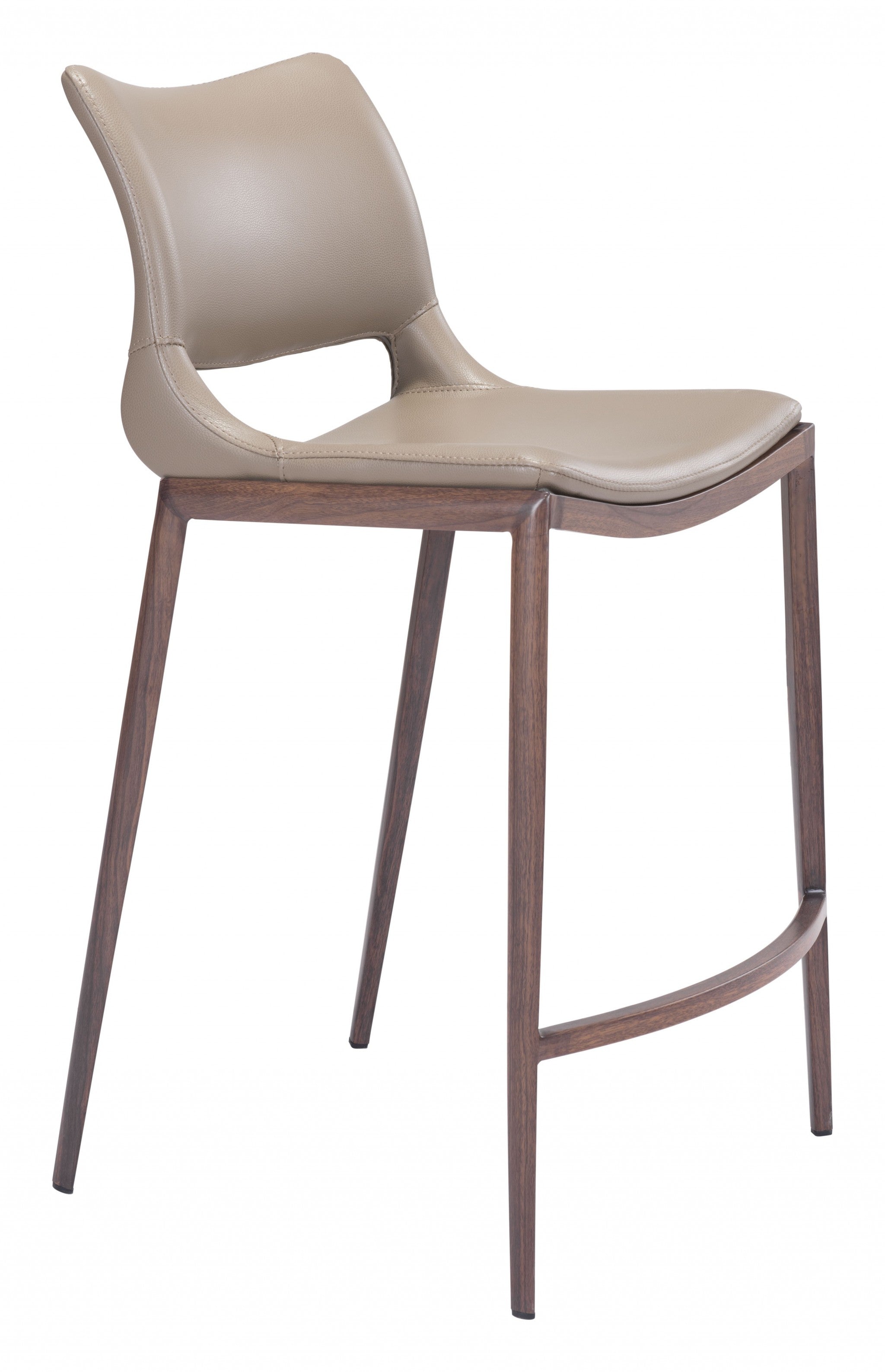 Set of Two Gray Faux Leather and Espresso Mod Ergo Counter Chairs