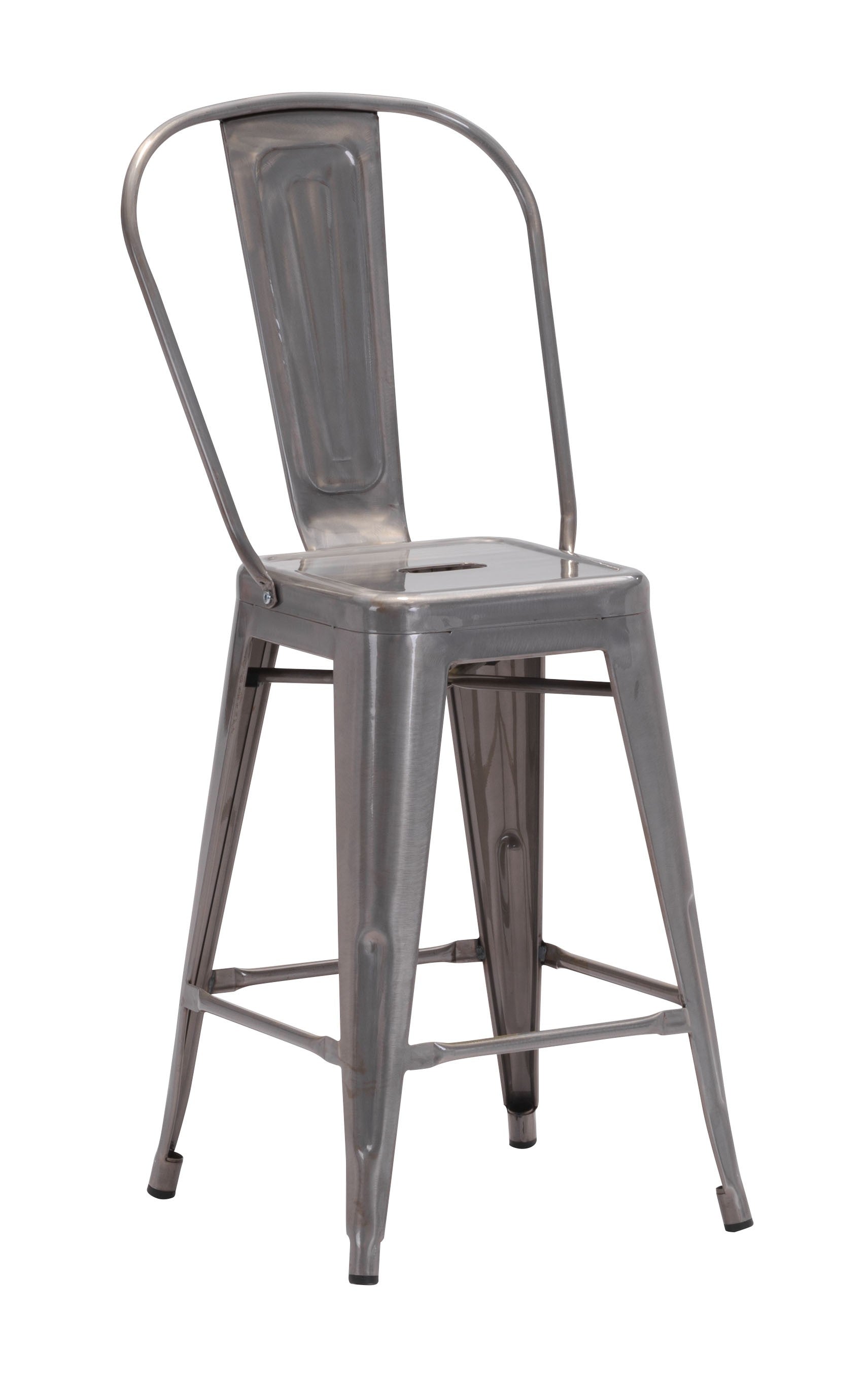 Set of Two Gray Steel Counter Chairs