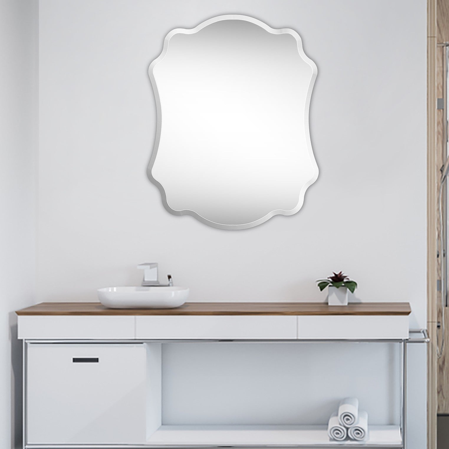 Scalloped Concave Glass Mirror