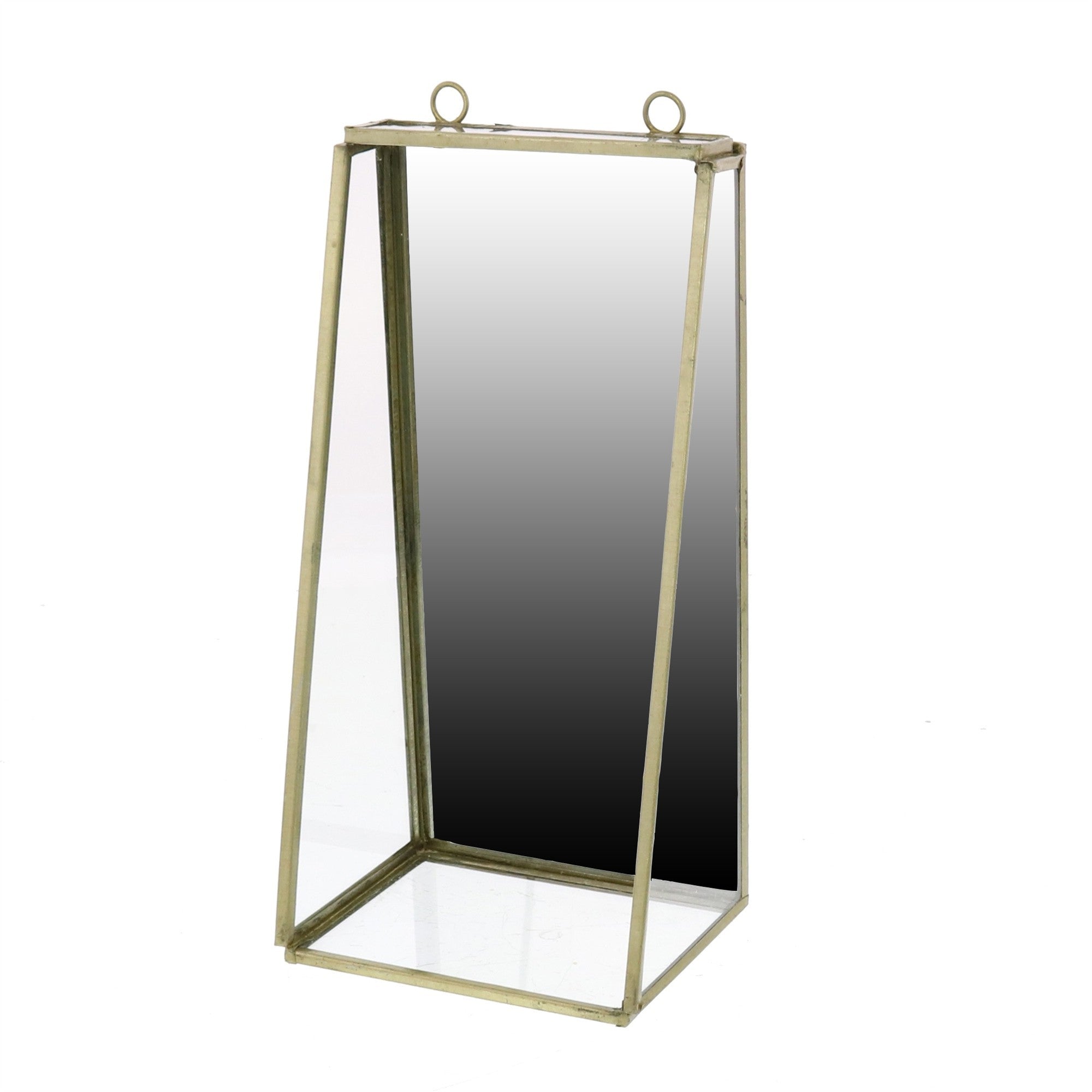 Petite Gold Metal Vanity Mirror with Shelf