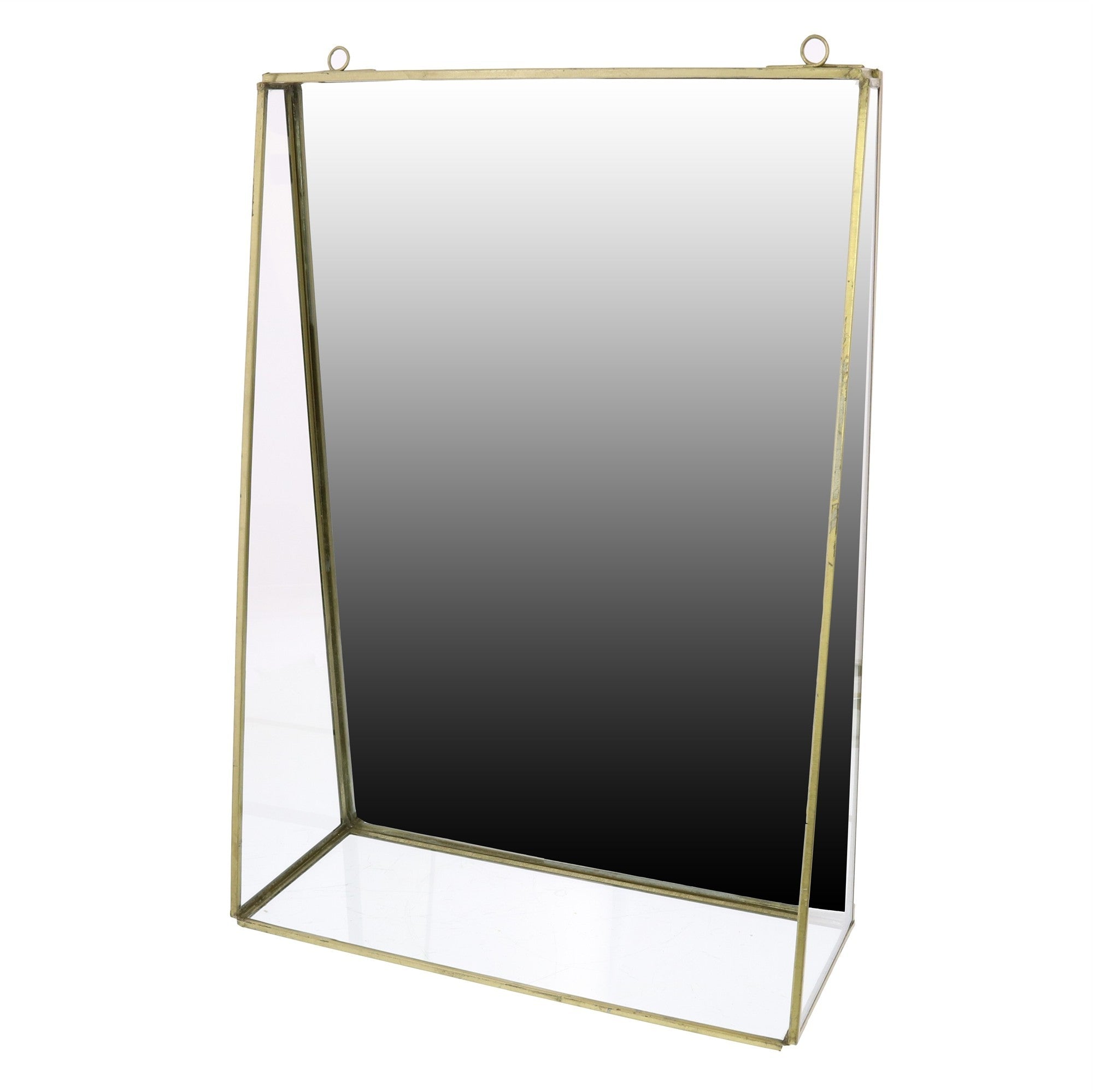 Jumbo Gold Metal Vanity Mirror with Shelf