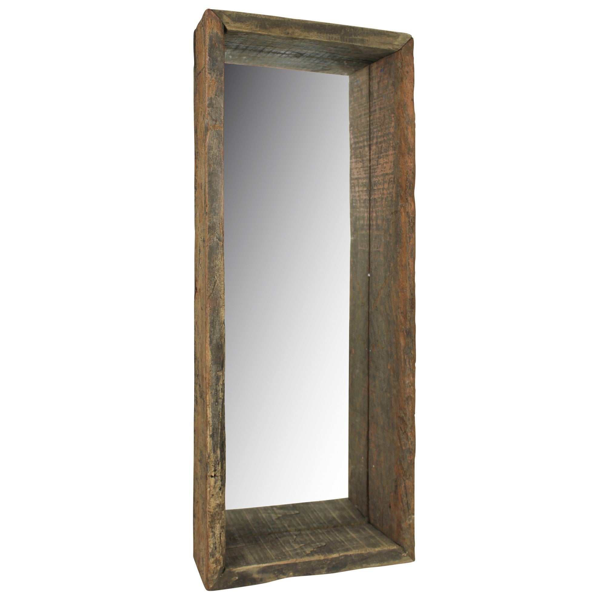 Petite Wooden Mirrored Shelf