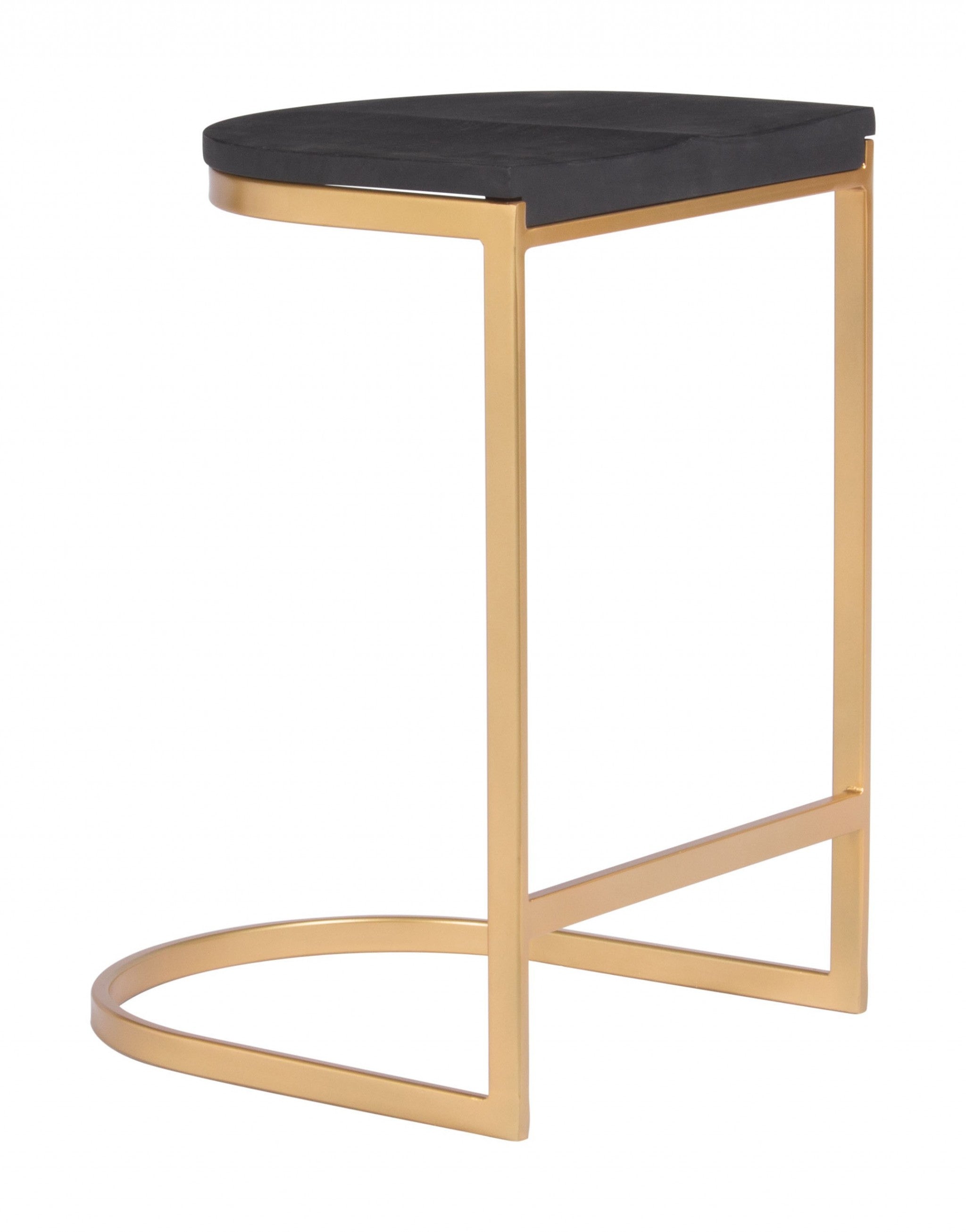 Set of Two Gold and Black Counter Stools