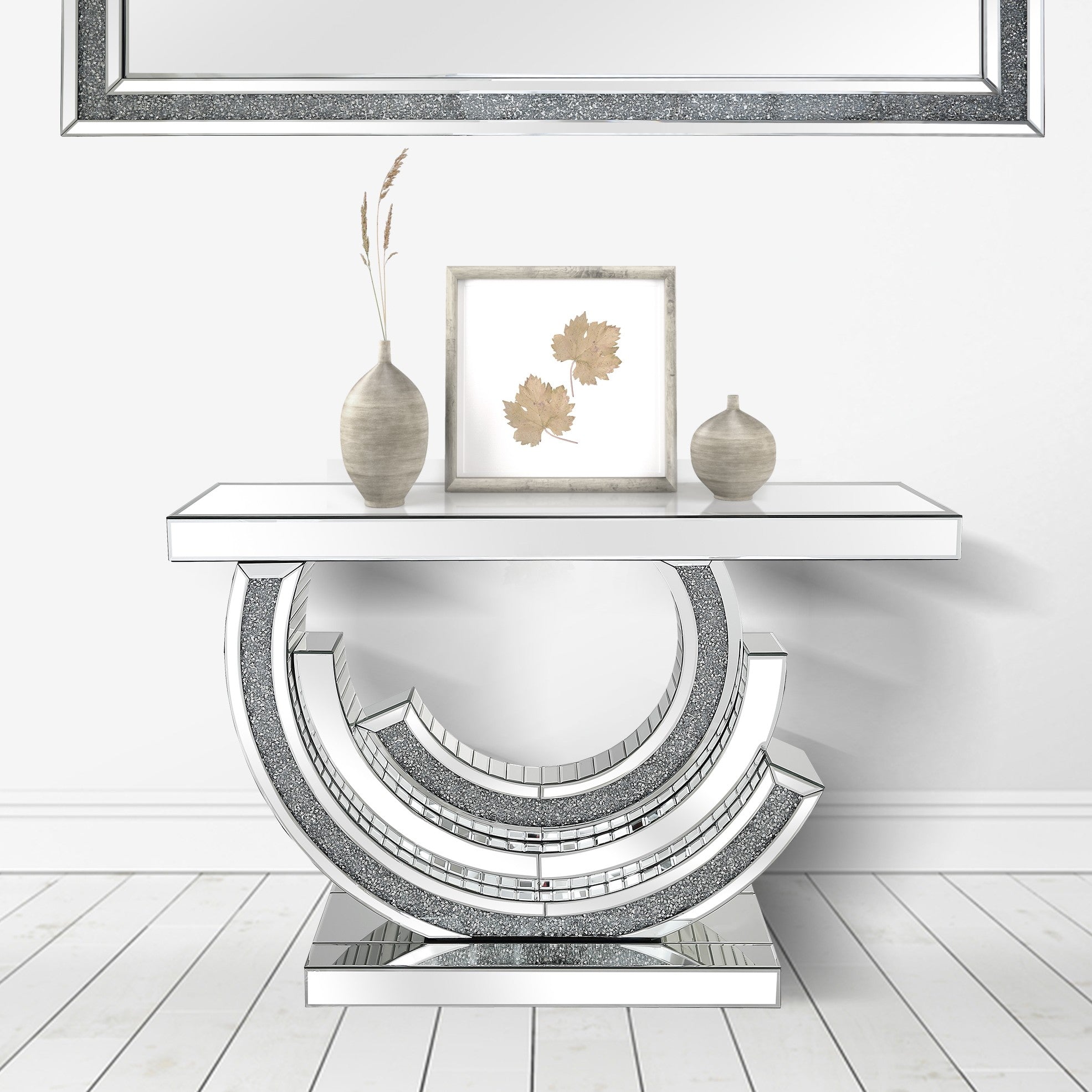 Circled Silver Console Table