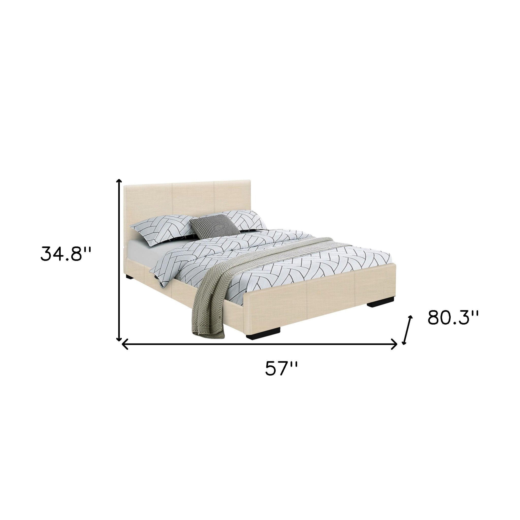 Beige Platform Full Bed