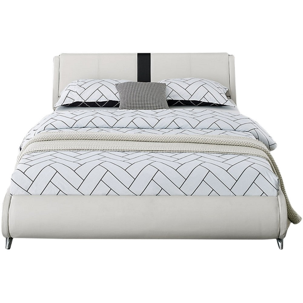 White Platform Queen Bed with Two Nightstands