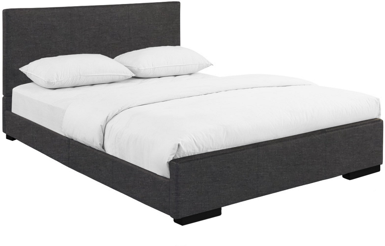 Grey Upholstered Full Platform Bed