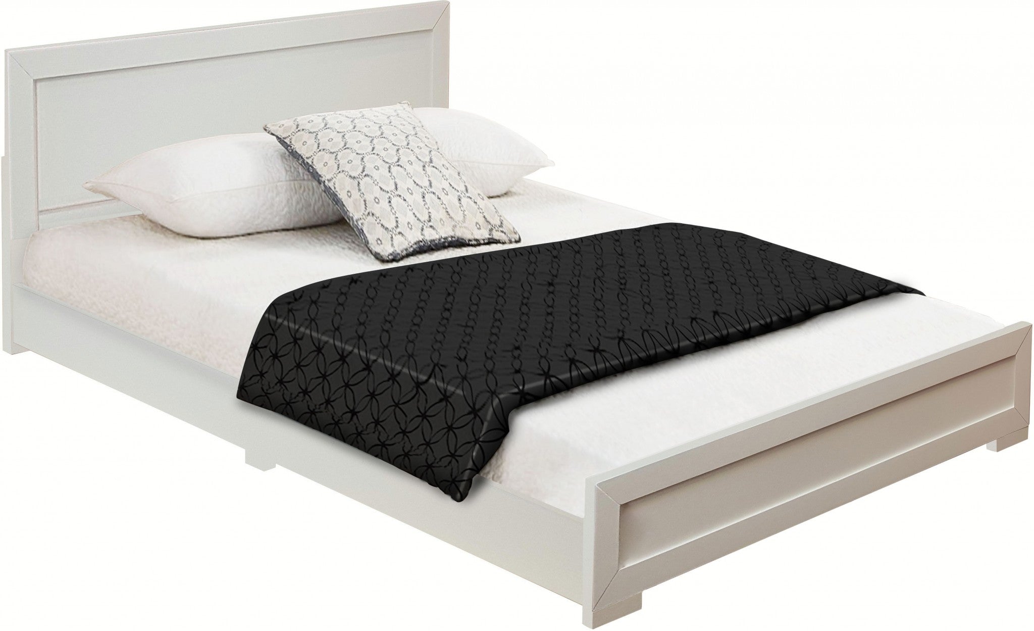 White Wood Queen Platform Bed