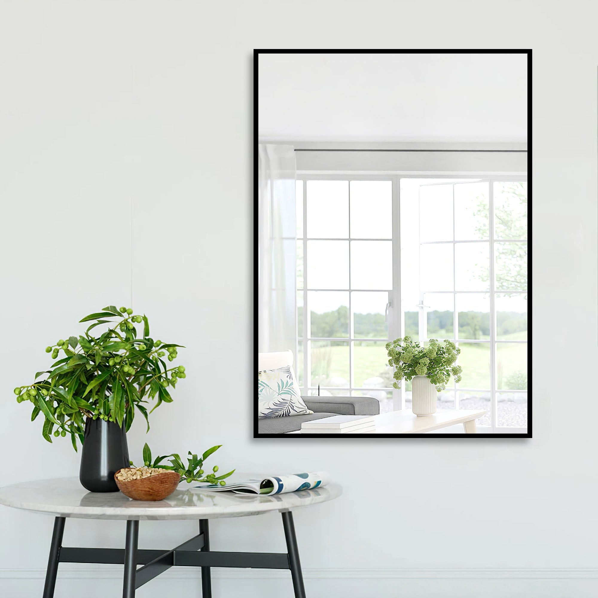 Black Wide Rectangular Mirror