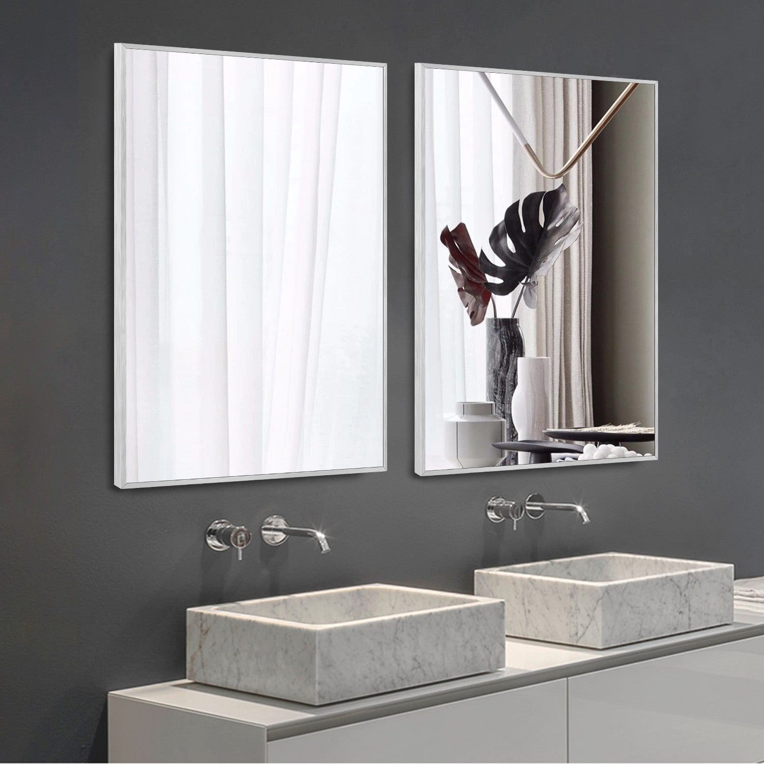 Silver Rectangular Wall Mirror