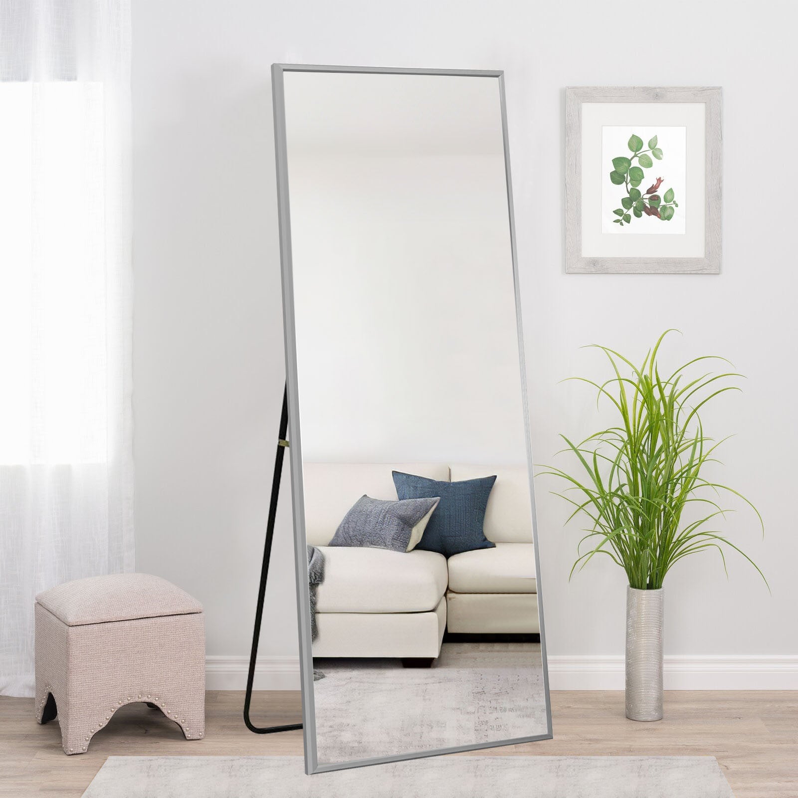 Silver Aluminum Framed Mirror