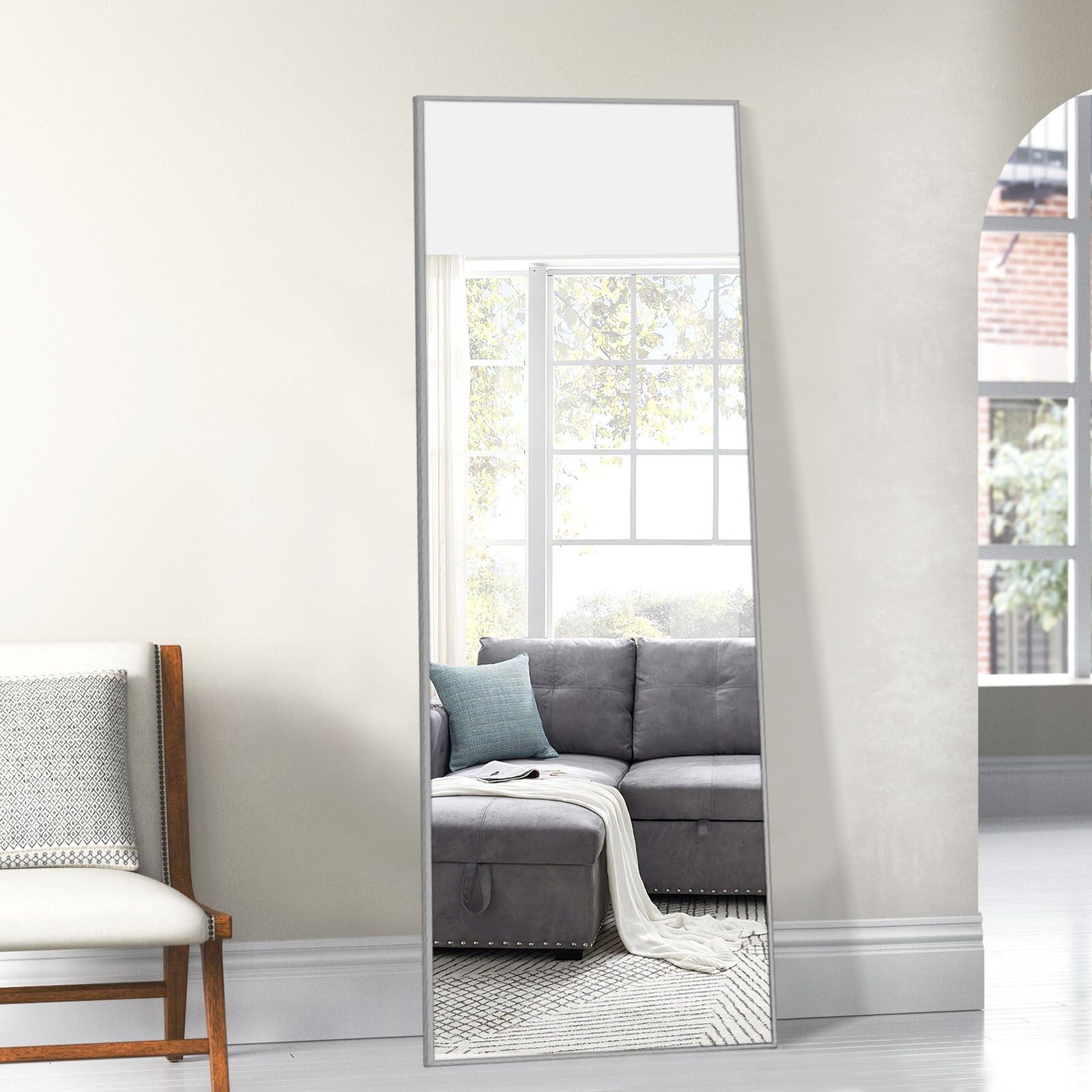 Light Gray Aluminum Framed Mirror