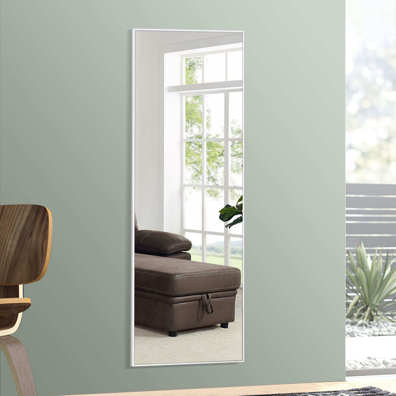 Modern Metal Framed Full-length Floor Mirror With Standing