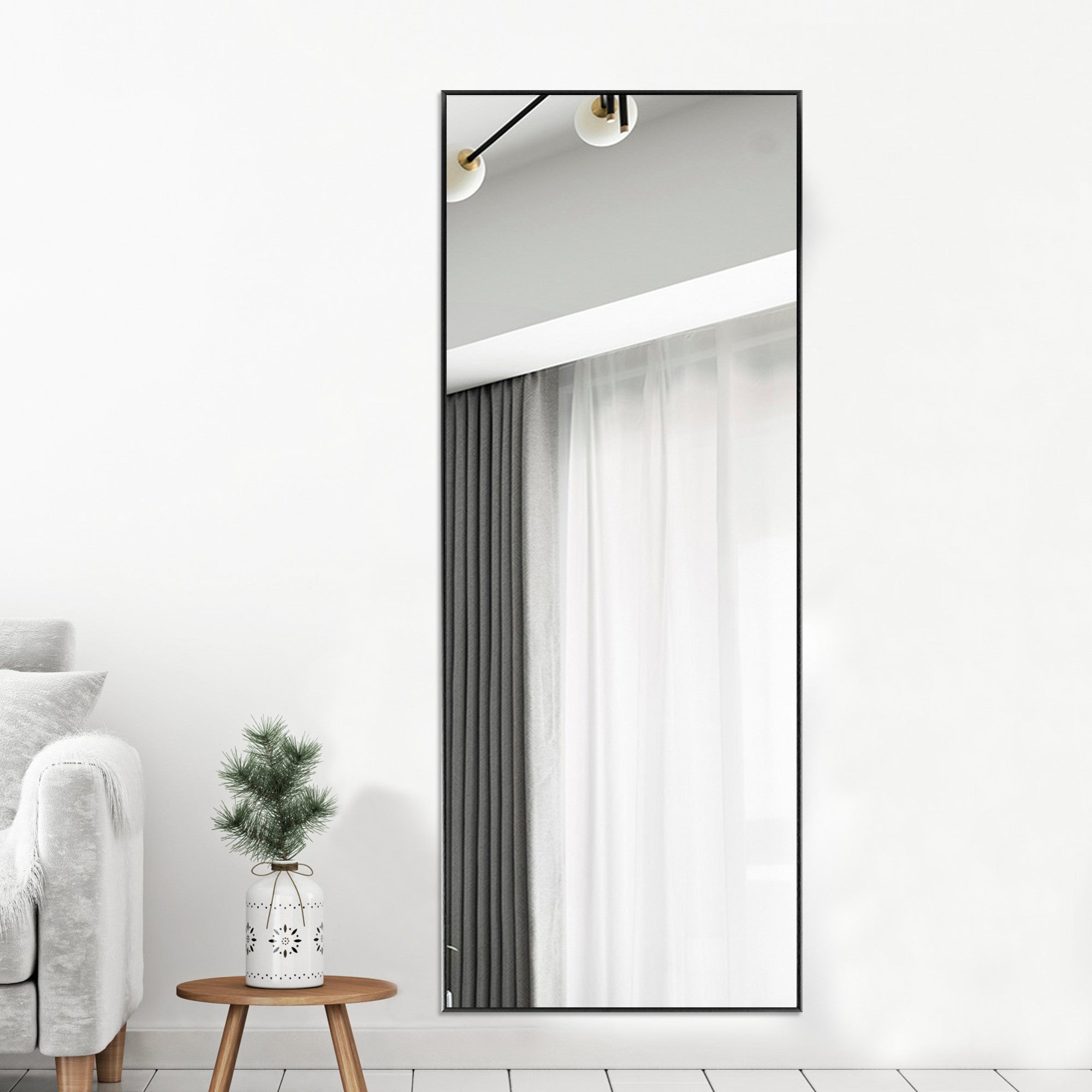 Minimal Black Rectangular Wall Mirror