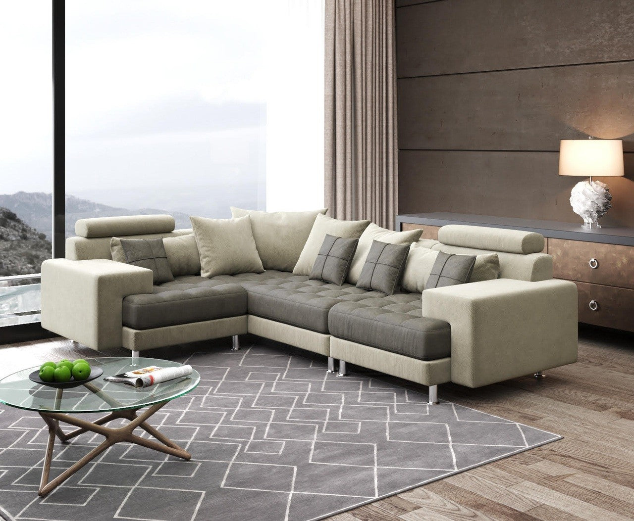 Hercules Gray Microfiber Three Piece Right Sectional Sofa