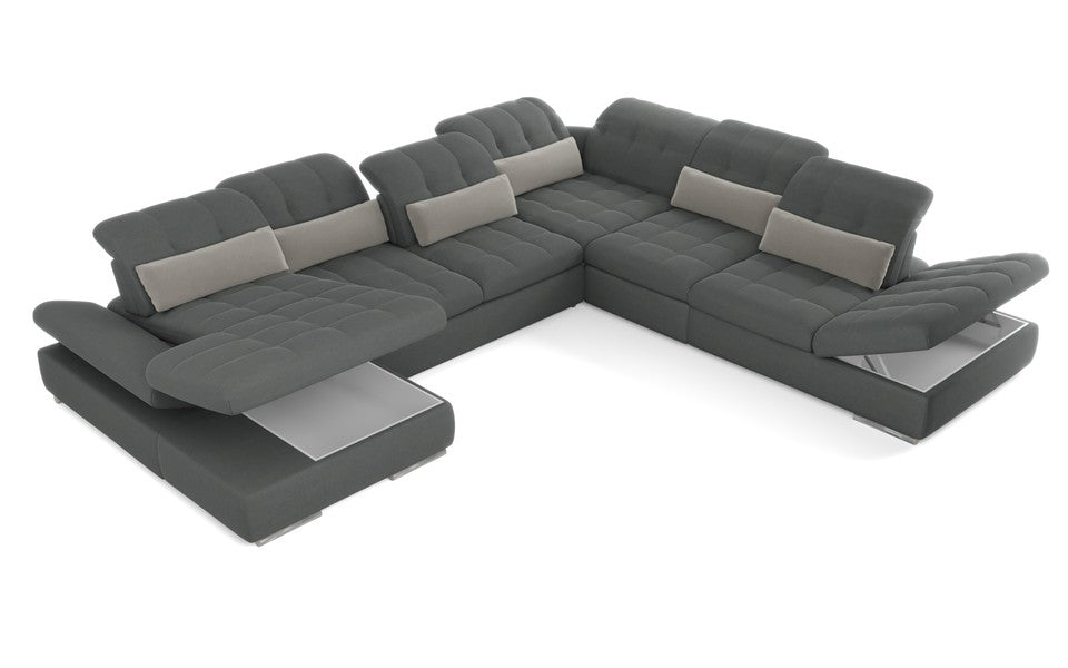 Mod Gray Six Piece Left Sectional Sofa with Storage and Sleeper